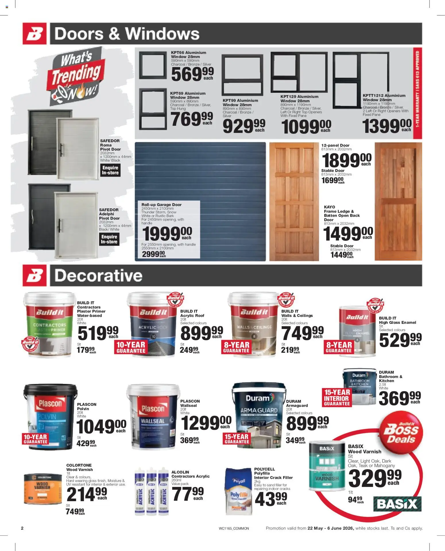 New Build It catalogue – valid from 22.05.2026 | Page: 2 | Products: Gloss, Wallseal, Plaster, Enamel