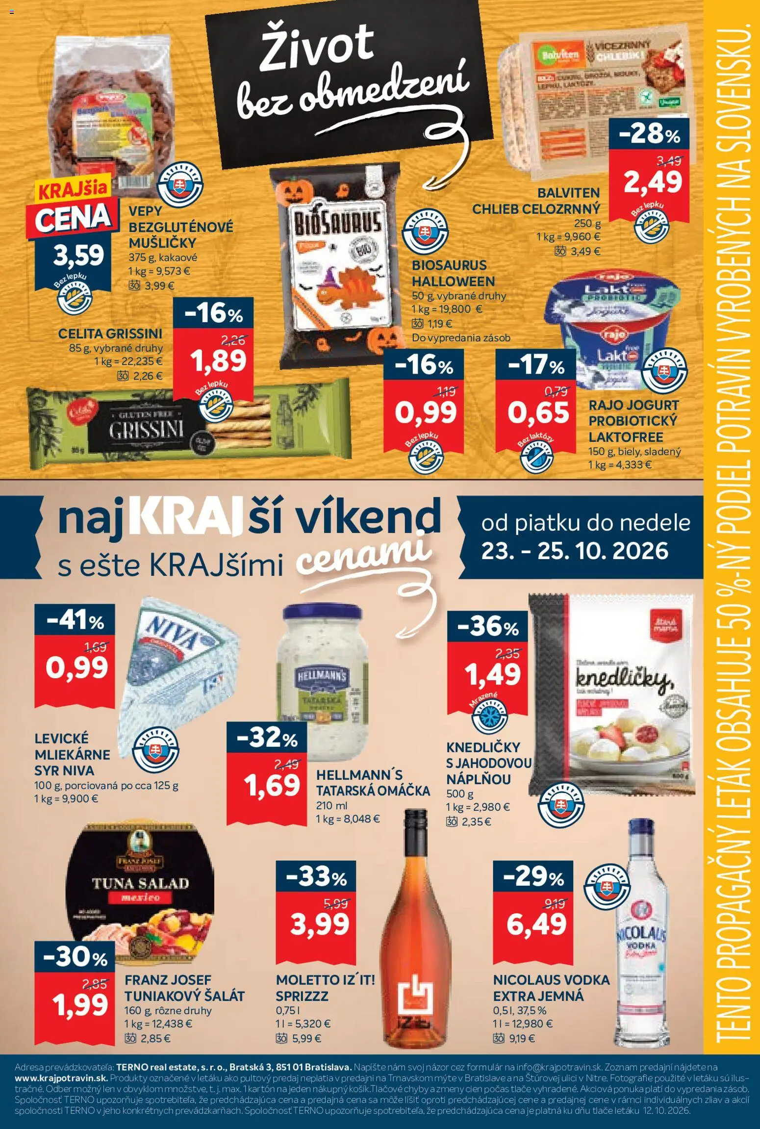 Nové Kraj akcie – leták je platný od 22.10.2026 | Strana: 17 | Produkty: Jogurt, Vodka, Tatárska omáčka, Nicolaus vodka