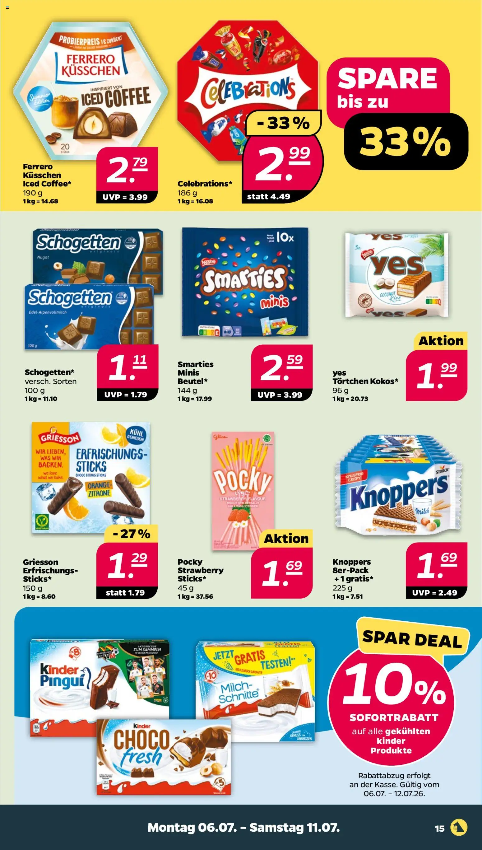 Netto Prospekt – gültig ab 06.07.2026 | Seite: 15 | Produkte: Milch, Celebrations, Knoppers, Schogetten
