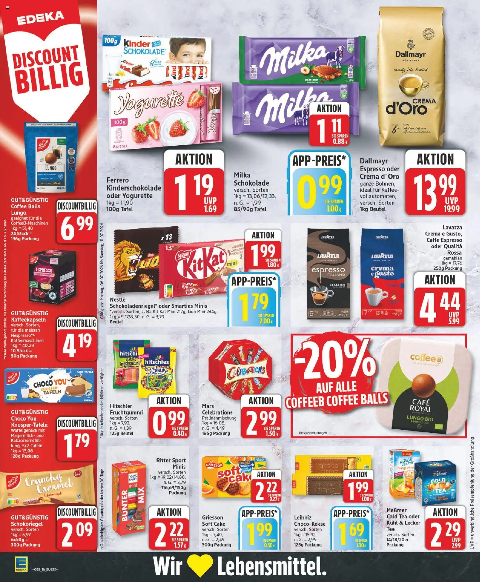 Edeka Prospekt – gültig ab 06.07.2026 | Seite: 16 | Produkte: Messmer, Smarties, Celebrations, Dallmayr