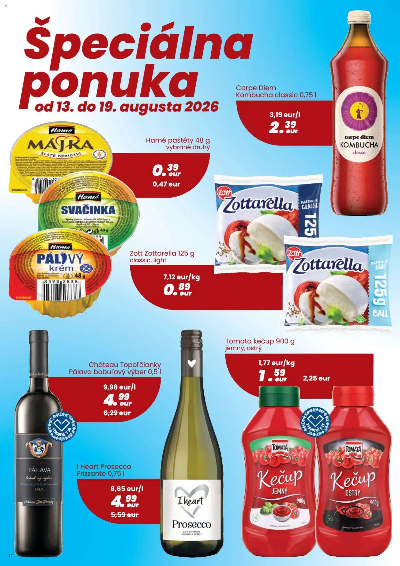 Nové Nitrazdroj akcie – leták je platný od 06.08.2026 | Strana: 17 | Produkty: Víno, Prosecco, Kečup, Krém