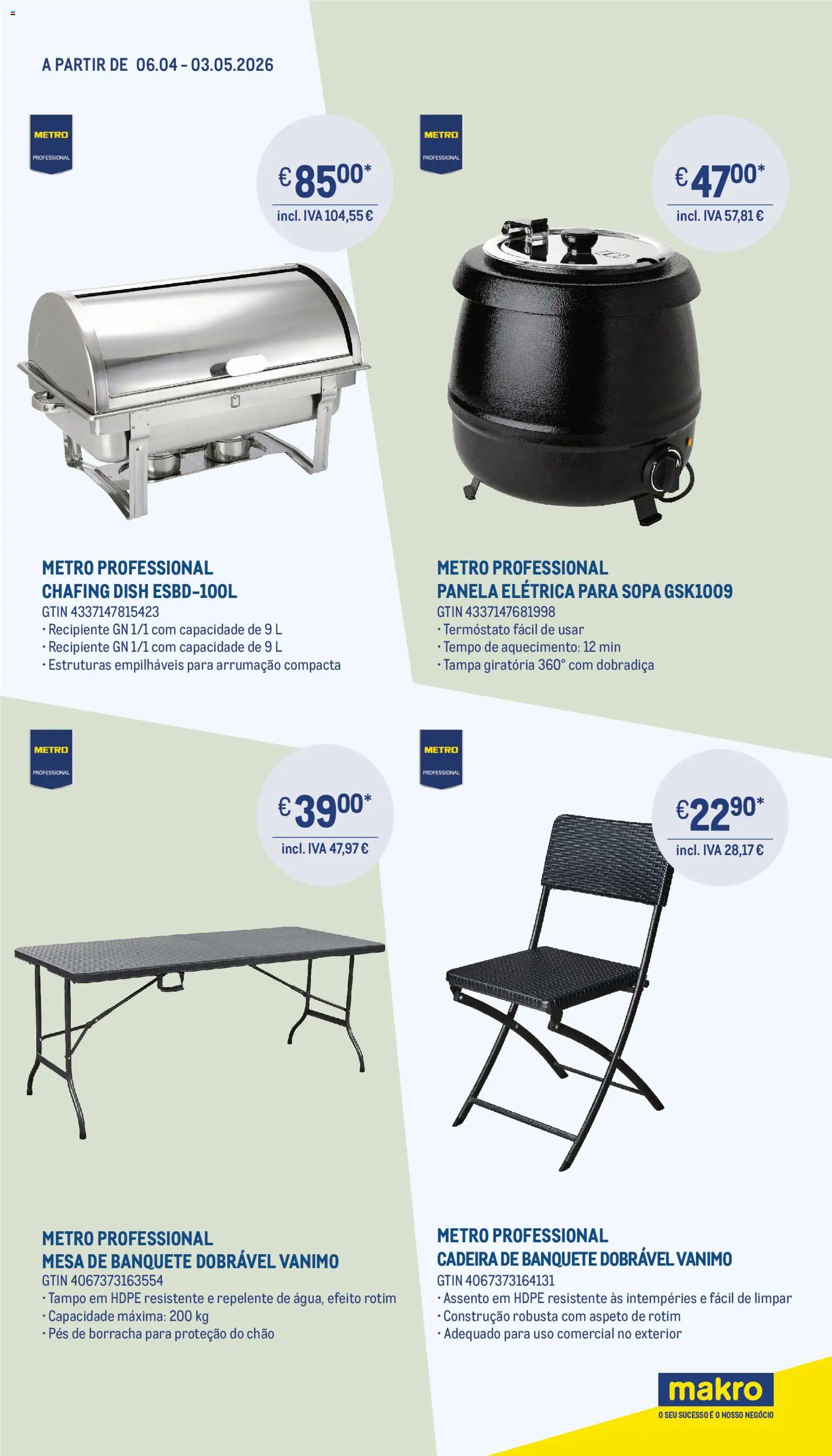 Makro - Tudo o que precisa para os seus eventos - Marketplace │ válido de 06.04.2026 | Página: 3 | Produtos: Mesa, Sopa, Panela, Panela elétrica