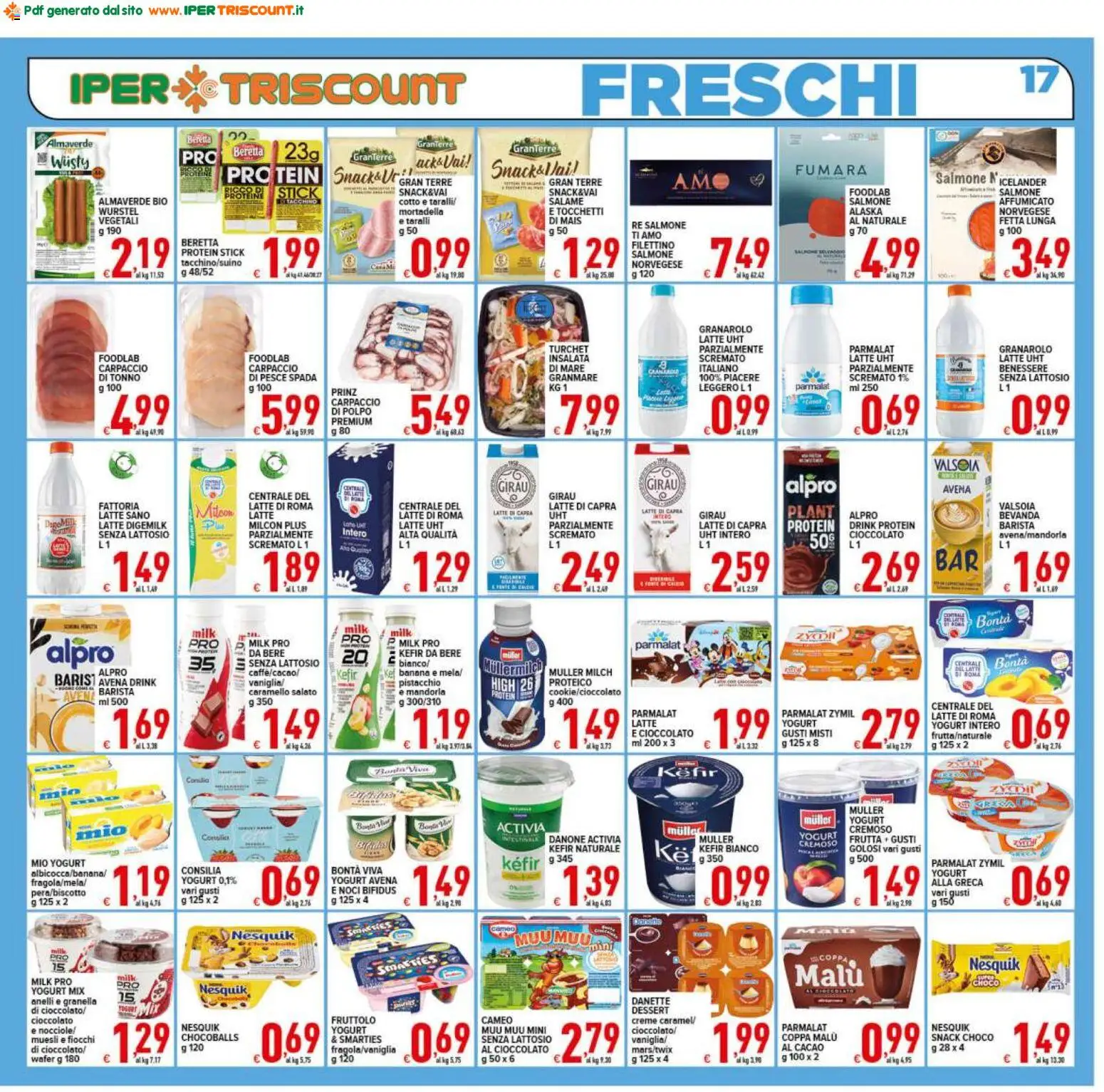 Volantino Ipertriscount del 12/08/2026 | Pagina: 17 | Prodotti: Fiocchi, Tonno, Yogurt cremoso, Senza lattosio