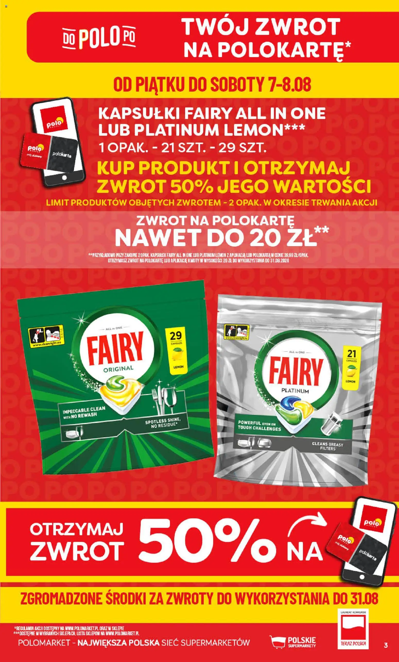 POLOmarket gazetka od 05.08.2026 | Strona: 3 | Produkty: Kapsułki, Kapsułki fairy, Fairy