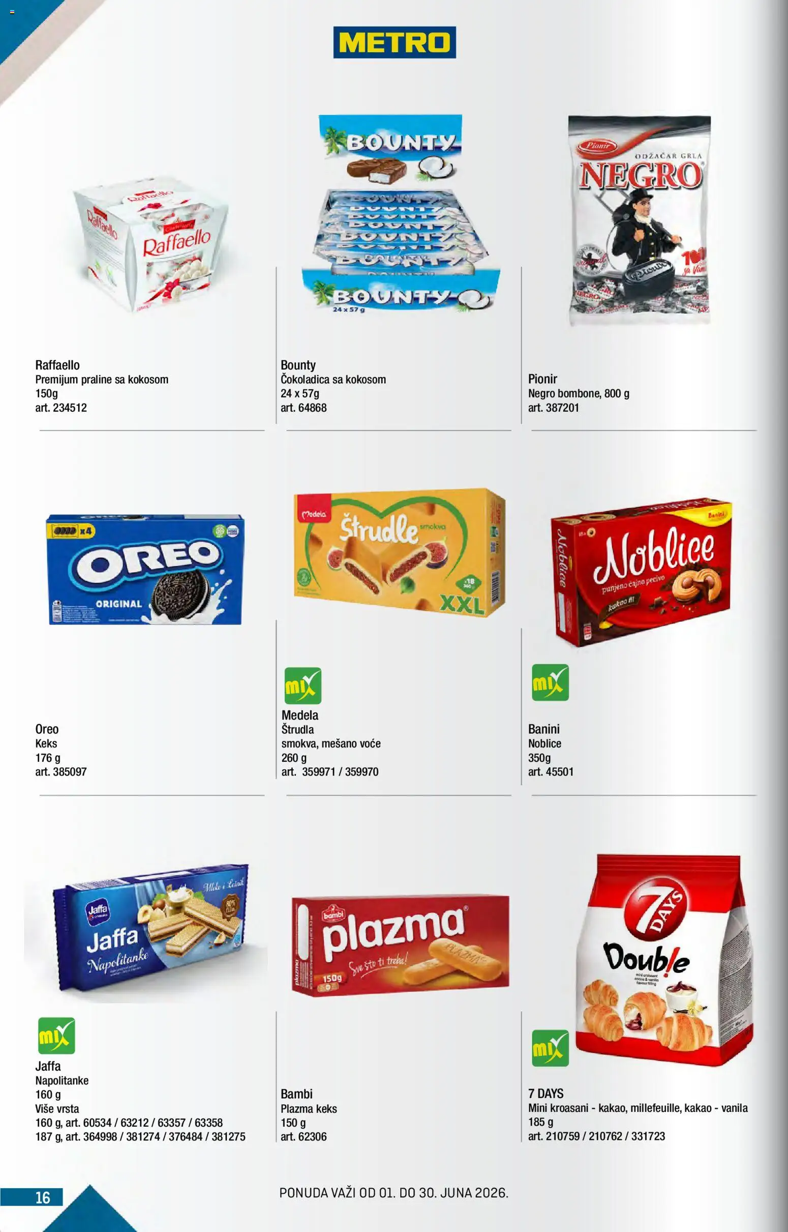 Metro katalog - važi od 01.06.2026 | Strana: 16 | Proizvode: Sto, Oreo, Štrudla, Pecivo