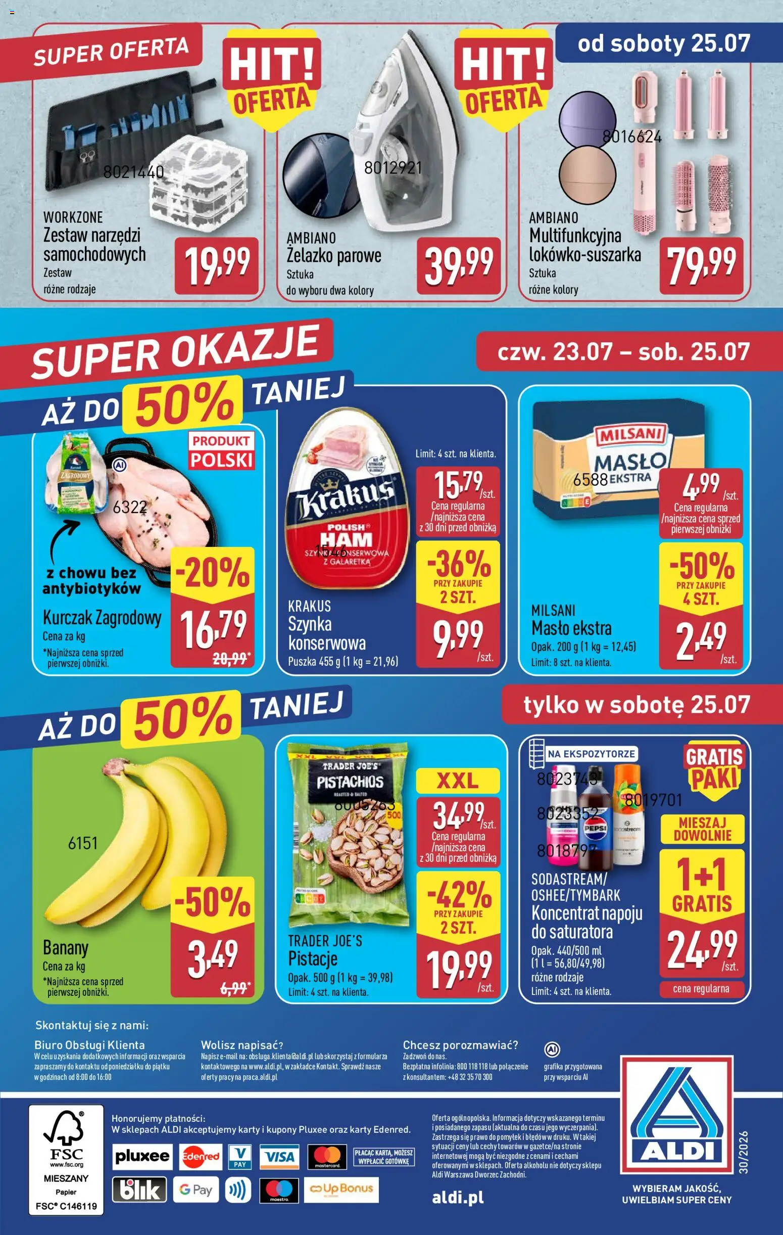 Aldi Polsko leták - Na tani weekend od 23.07.2026 | Strana: 10 | Produkty: Máslo, Banány, Pepsi, Karty