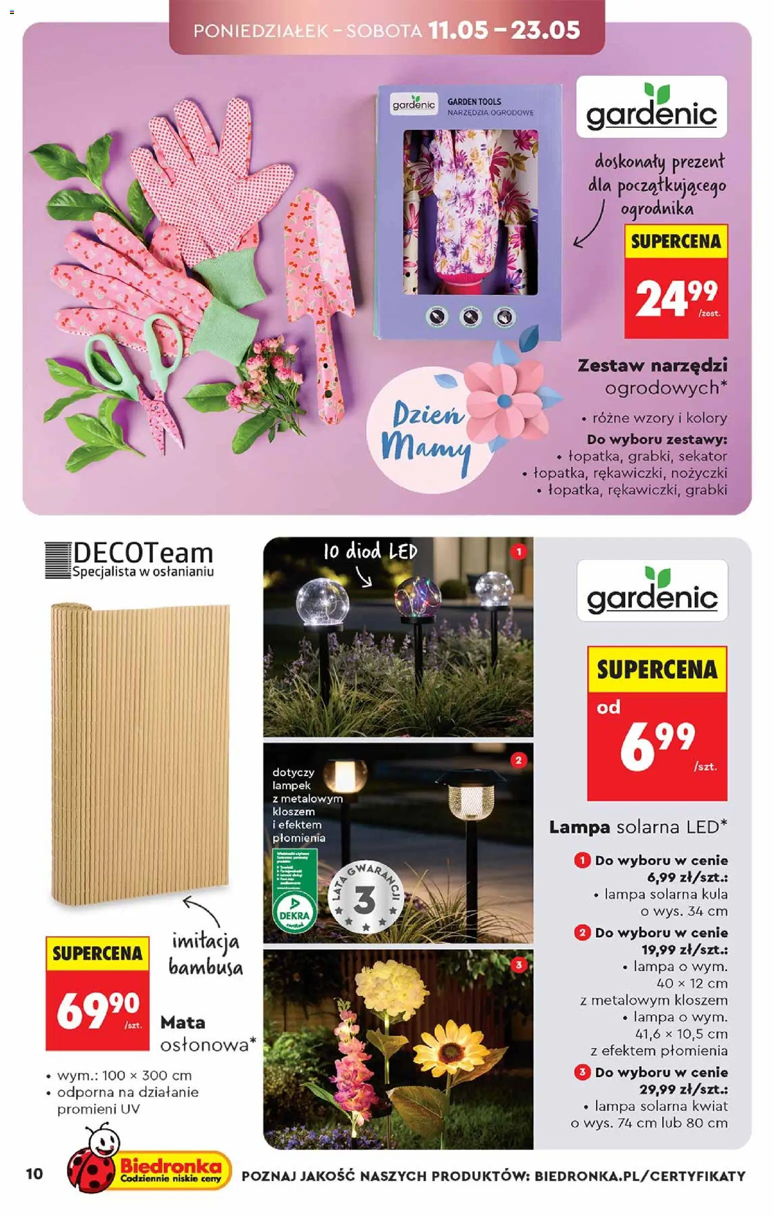 Biedronka gazetka - Hity i inspiracje od 09.05.2026 | Strona: 10 | Produkty: Lampa solarna, Sekator, Zestaw narzędzi, Lampa