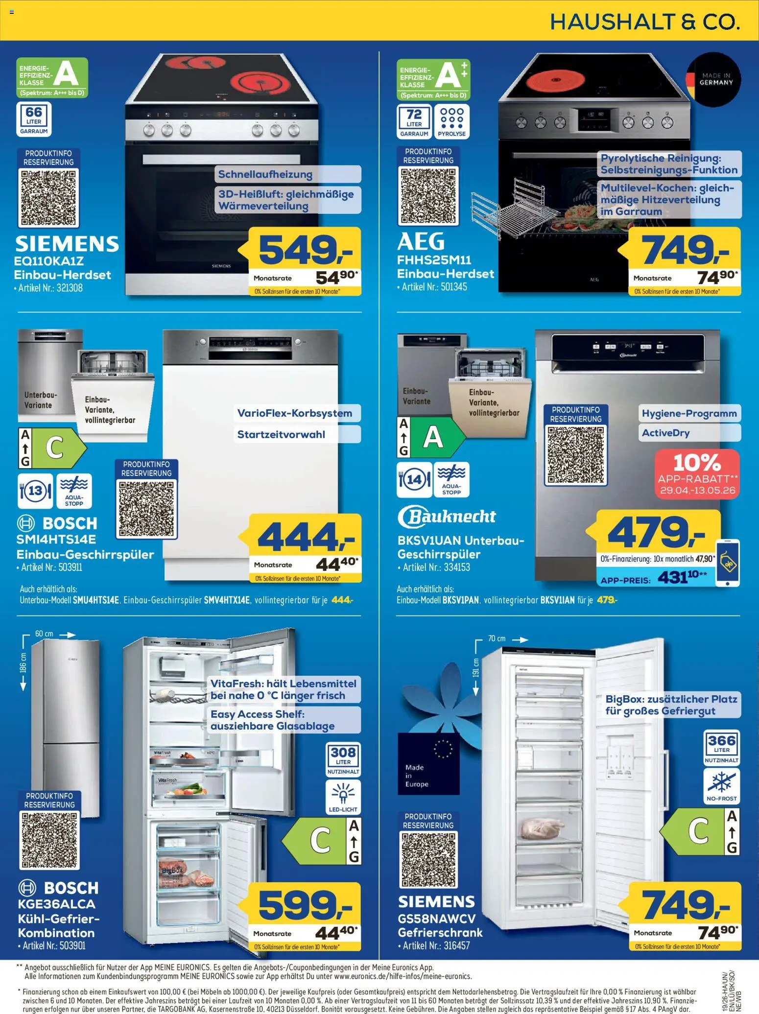 Euronics Prospekt Berlet – gültig ab 30.04.2026 | Seite: 18 | Produkte: Bosch, Siemens, Gefrierschrank, Geschirrspüler