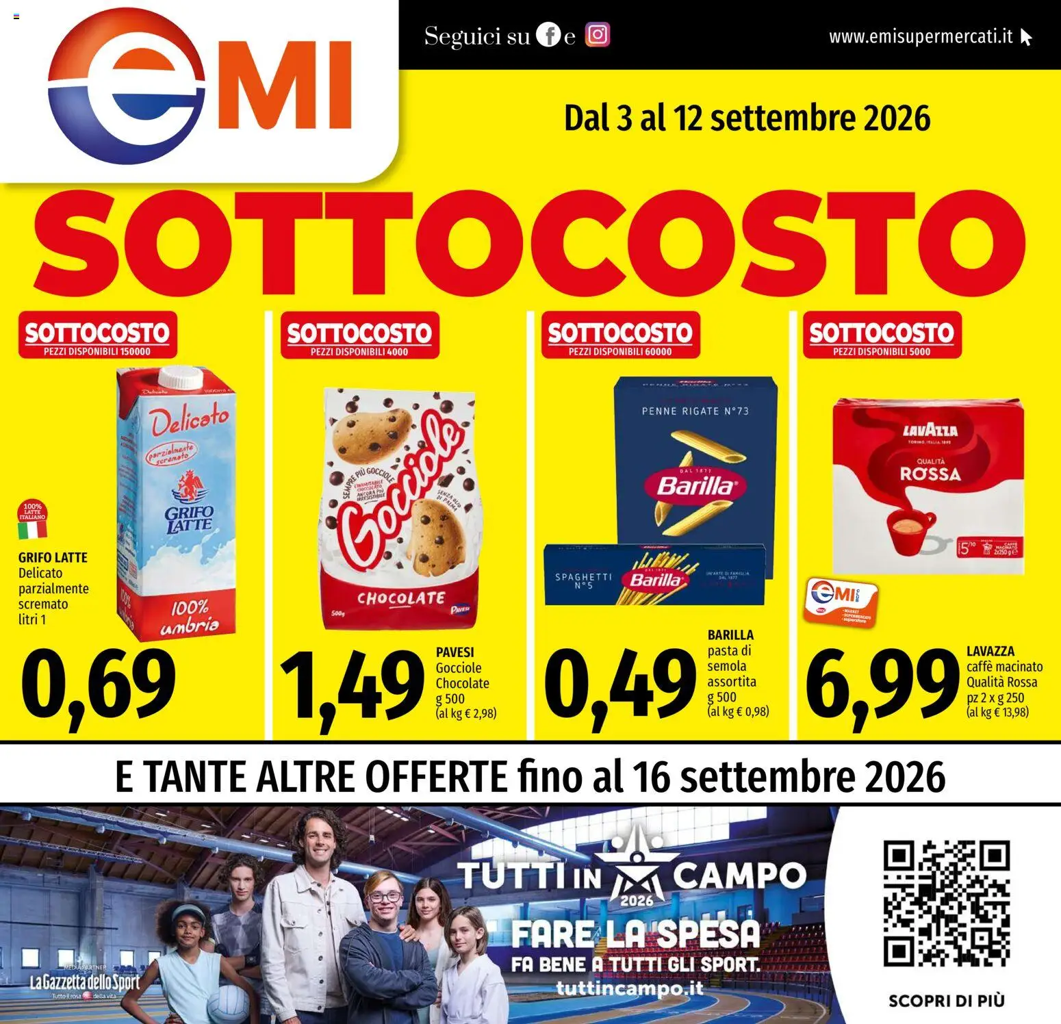 Volantino EMI del 03/09/2026 | Pagina: 1 | Prodotti: Caffè, Latte, Lavazza, Penne