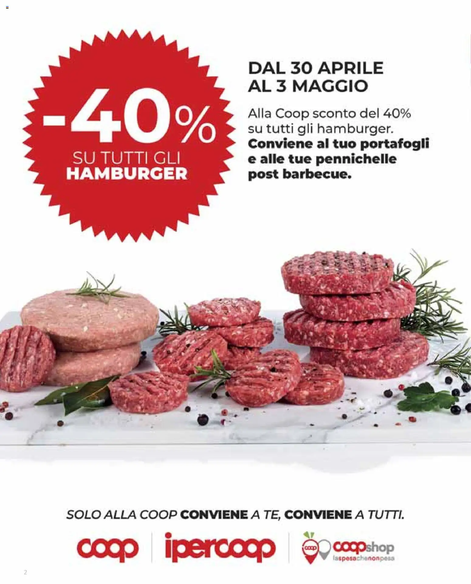 Volantino COOP del 30.04.2026 | Pagina: 2 | Prodotti: Hamburger
