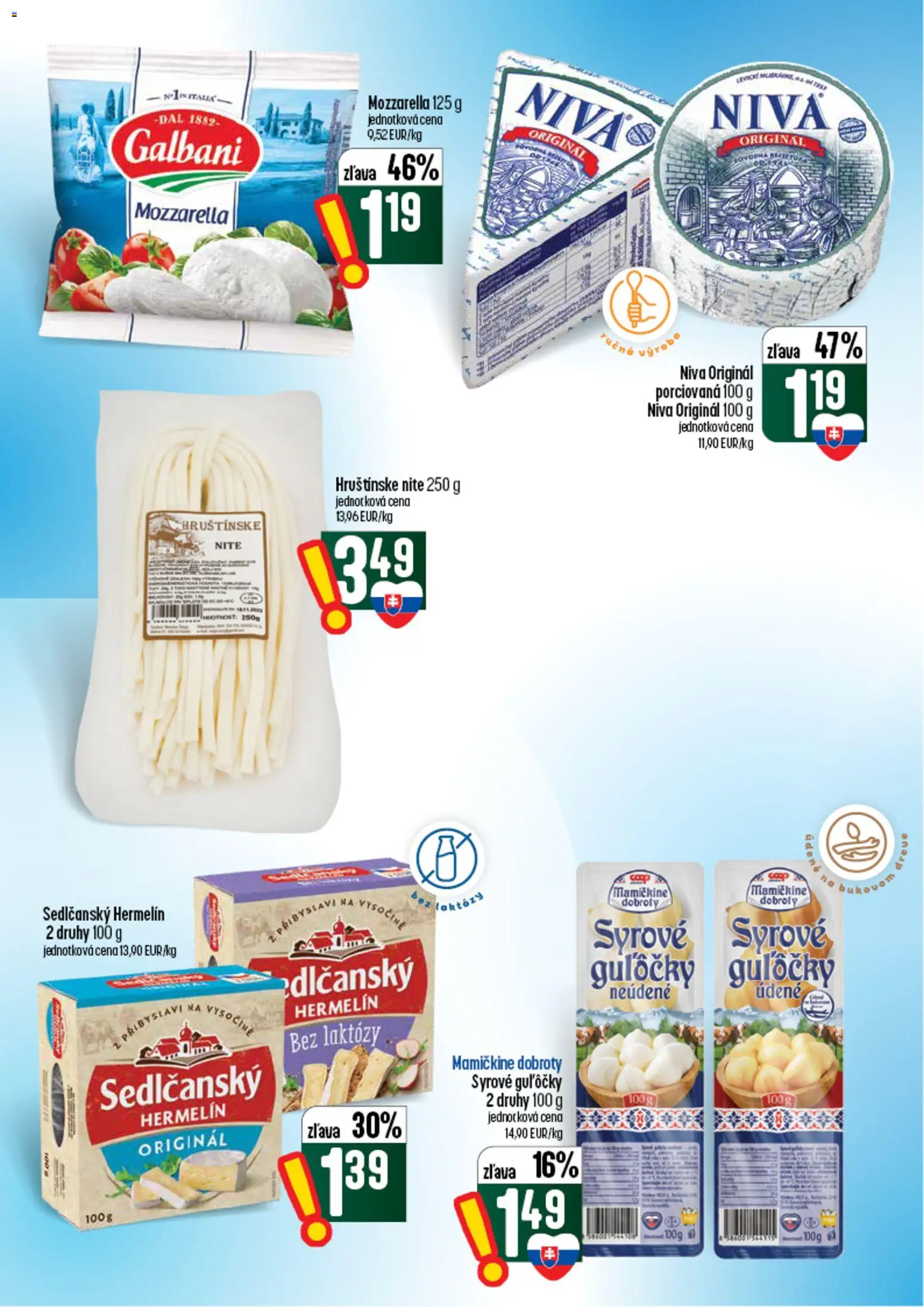 Nové COOP Jednota akcie – leták je platný od 03.09.2026 | Strana: 24 | Produkty: Mozzarella, Niva, Hermelín
