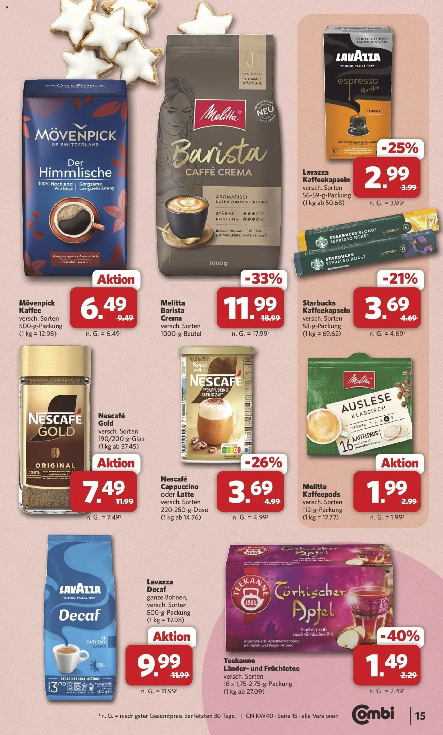 Combi Prospekt Weener (ab 28.09.2026) zum Blättern | Seite: 15 | Produkte: Nescafe, Früchtetee, Kaffee, Äpfel