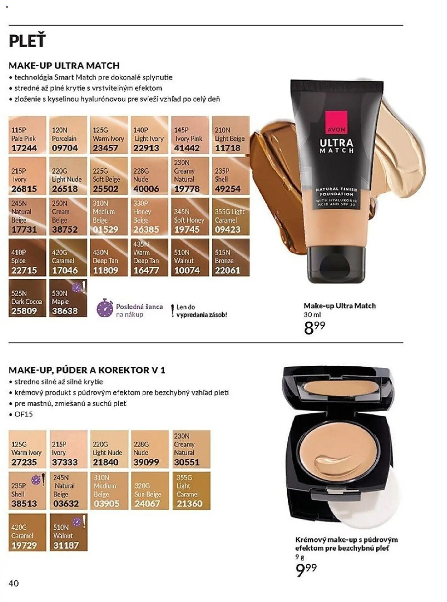 Nové Avon akcie – leták je platný od 01.06.2026 | Strana: 40 | Produkty: Korektor, Púder