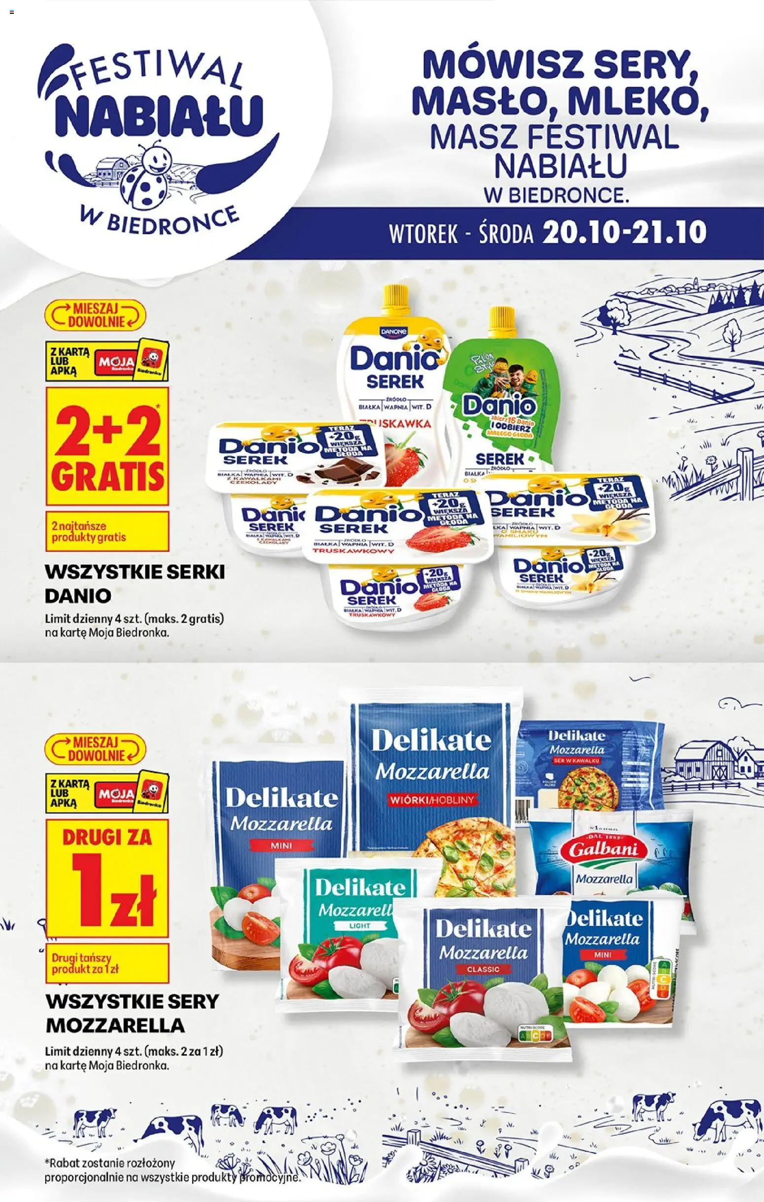 Biedronka Polsko leták - Festiwal nabiału od 20.10.2026 | Strana: 1 | Produkty: Mozzarella