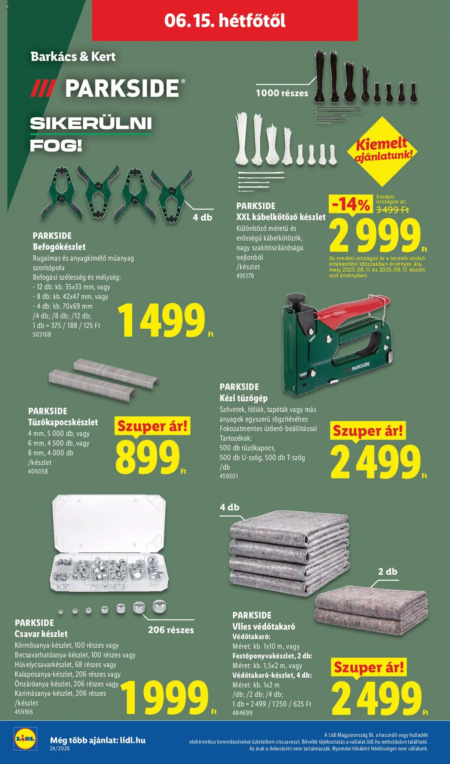 Lidl akciós ujság - amely érvényes a következő dátumtól: 11.06.2026 | Oldal: 62 | Termékek: Parkside, Tapéták, Csavar