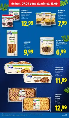 Ofertele Lidl valabile de la 07.09.2026 | Pagină: 13 | Produse: Cașcaval, Prăjitură, Ciocolată, Chipsuri