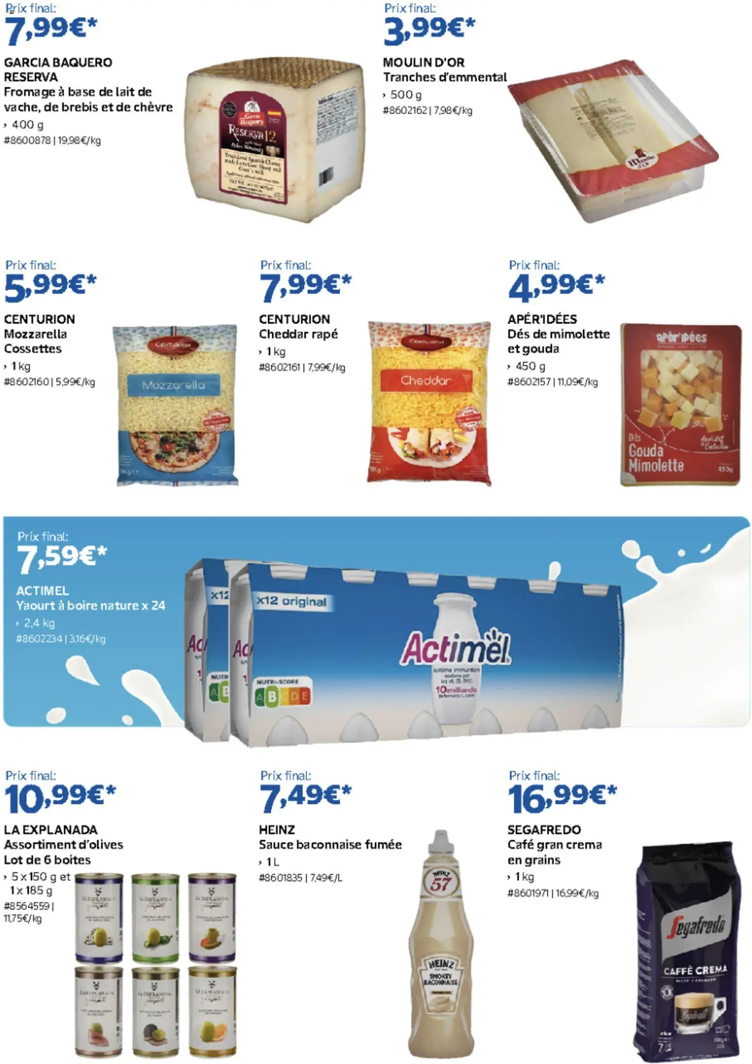 {H1} | Page: 3 | Produits: Actimel, Yaourt à boire, Lait, Café
