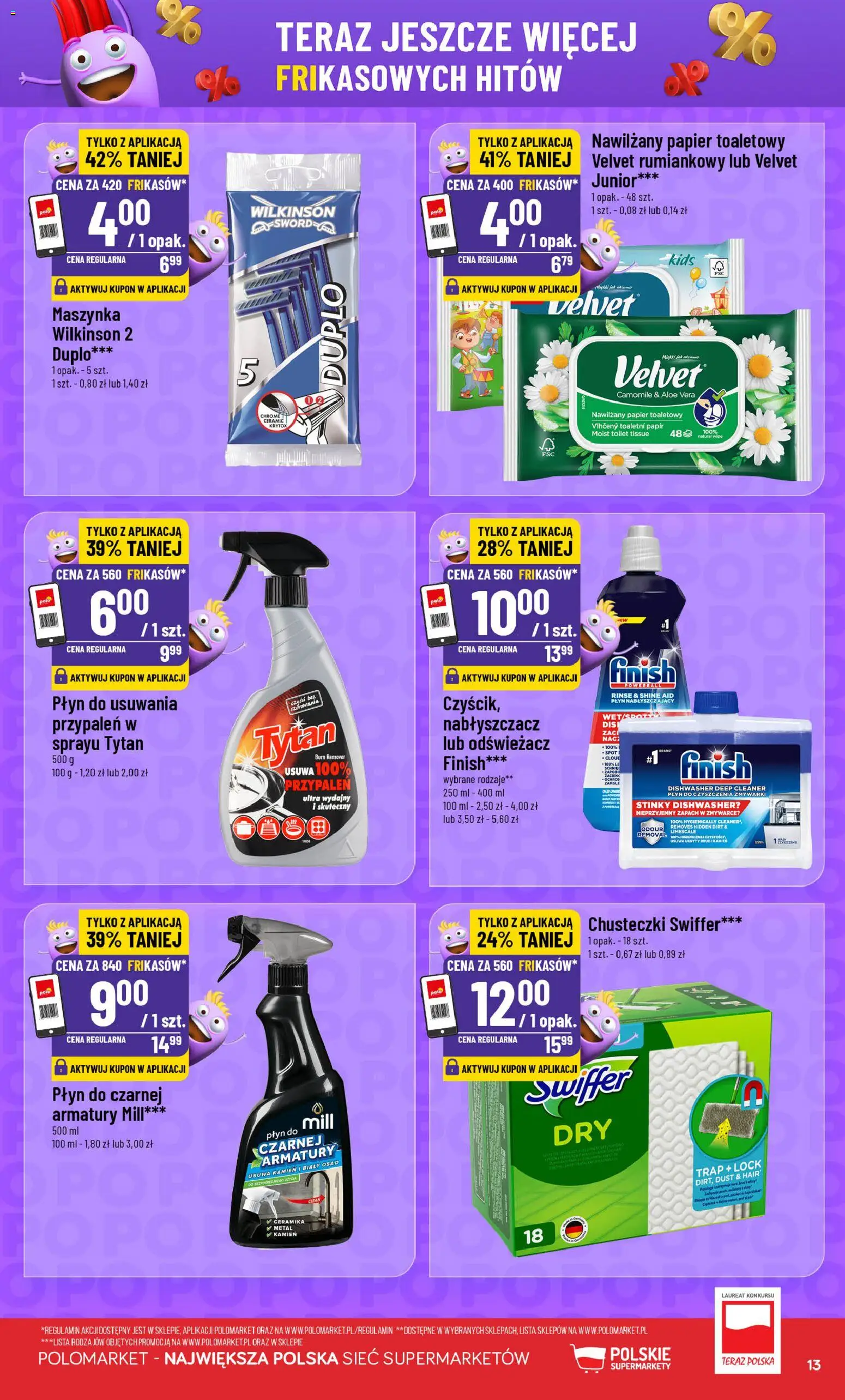 POLOmarket gazetka - Frikasowe Hity od 16.09.2026 | Strona: 13 | Produkty: Odświeżacz, Chusteczki, Zapach, Płyn do czyszczenia zmywarki