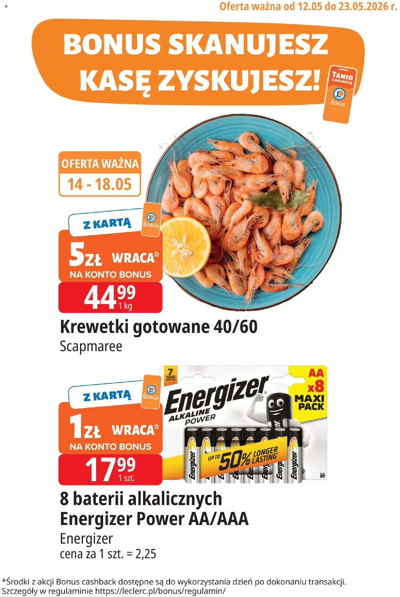E.Leclerc gazetka - Elbląg kupony dodatkowe od 12.05.2026 | Strona: 16 | Produkty: Karta, Krewetki, Krewetki gotowane