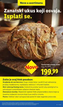 Pšenični hleb sa kiselim testom, Pšenični hleb sa kiselim testom, 500 g; 1 kg = 399.98 - pregled Lidl kataloga - važi od 10.09.2026 | Strana: 27