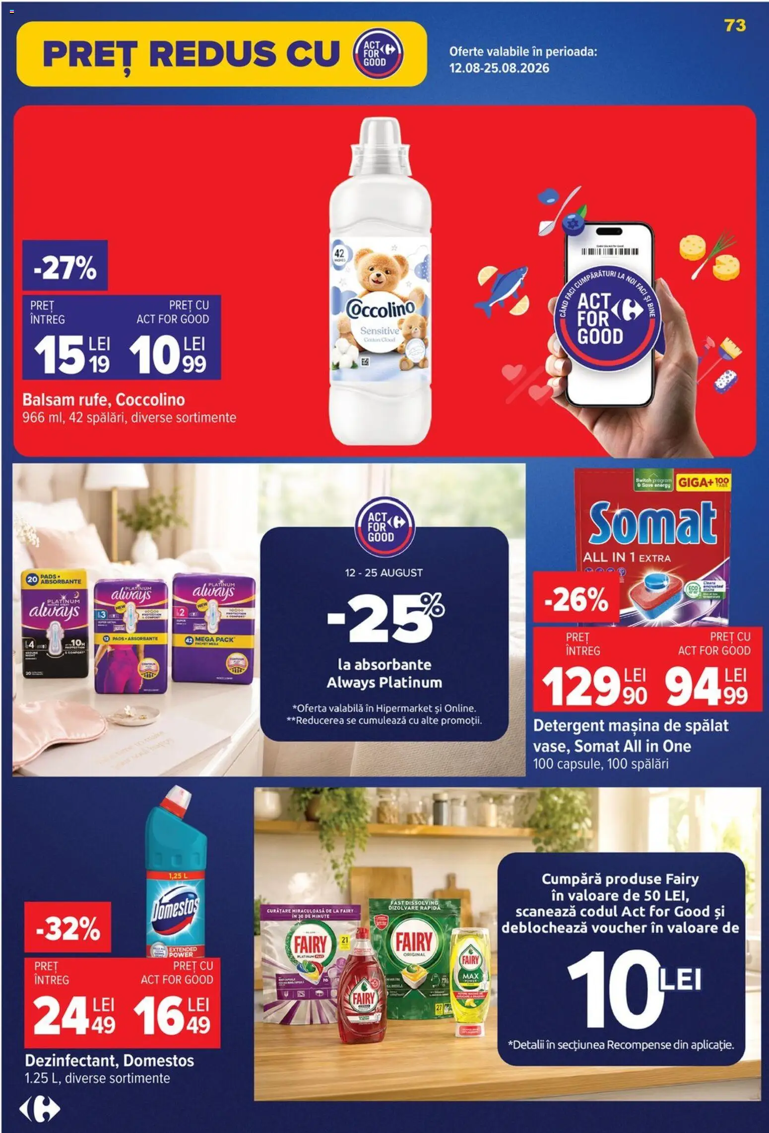 Noul catalog Carrefour – valabil de la 19.08.2026 | Pagină: 73 | Produse: Balsam, Detergent, Absorbante, Power
