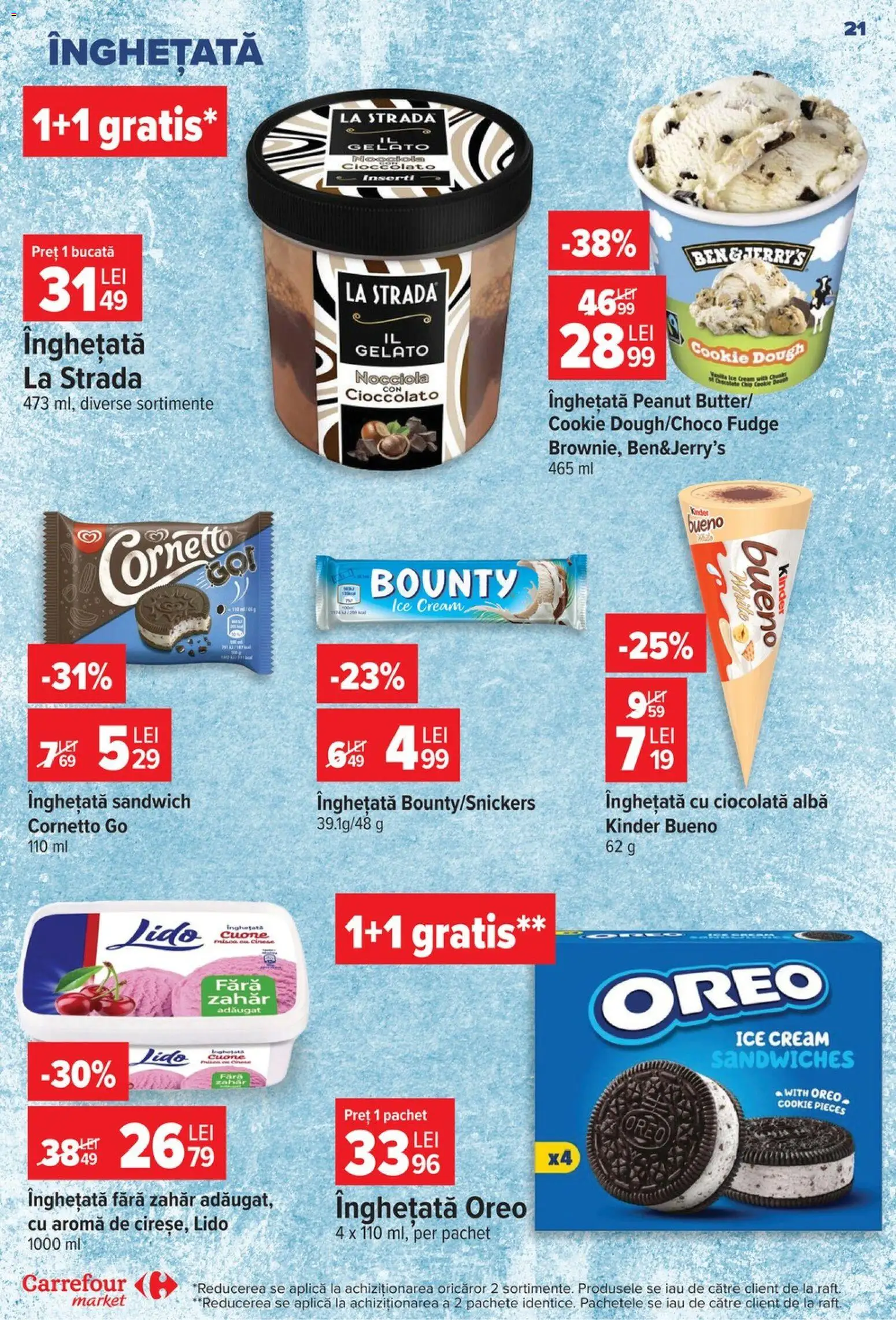 Noul catalog Carrefour – valabil de la 29.07.2026 | Pagină: 21 | Produse: Raft, Ciocolată, Înghețată, Zahăr