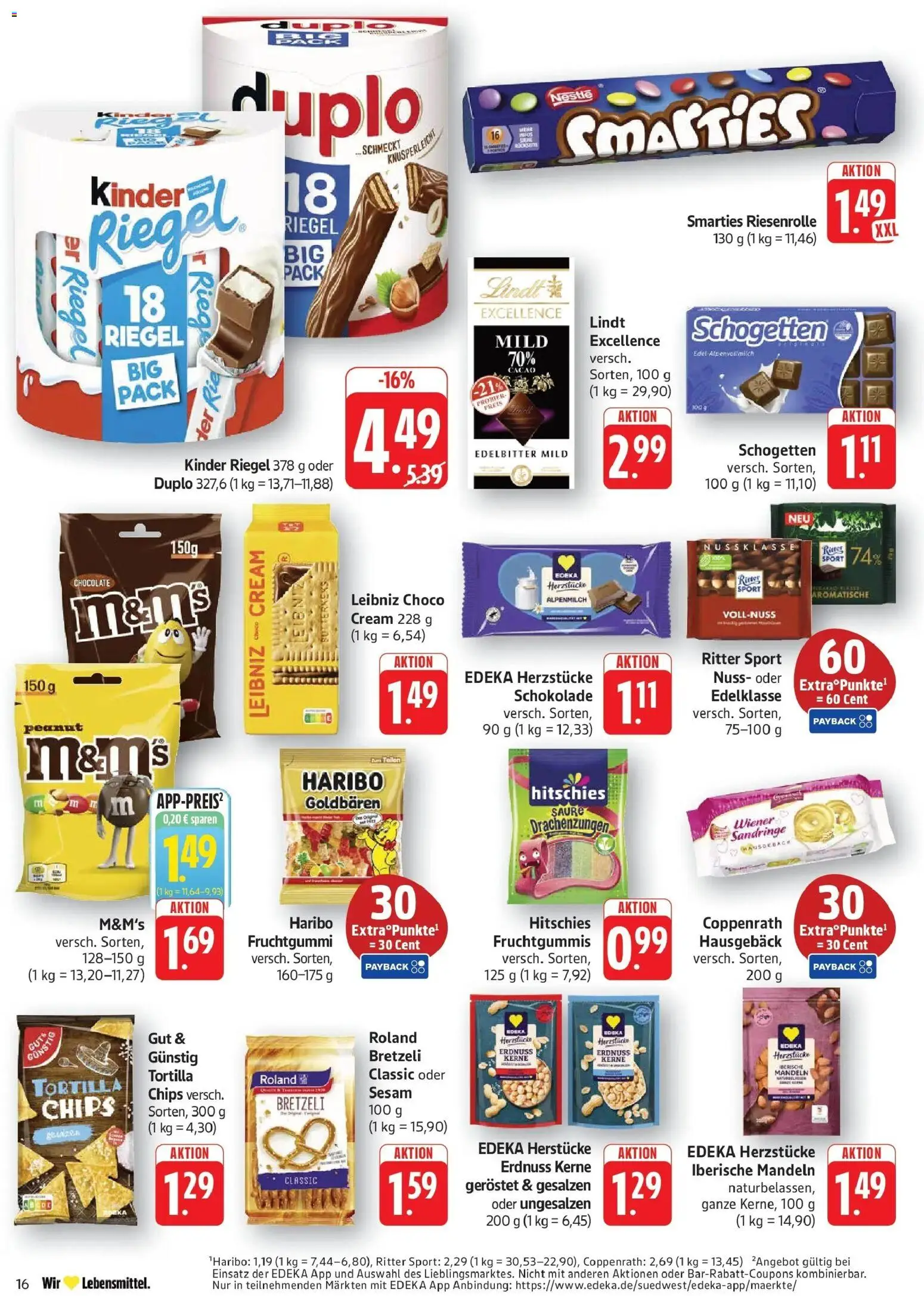 Edeka prospekt Pirmasens – gültig ab 08.06.2026 | Seite: 16 | Produkte: Schokolade, Ritter sport, Smarties, Kinder riegel