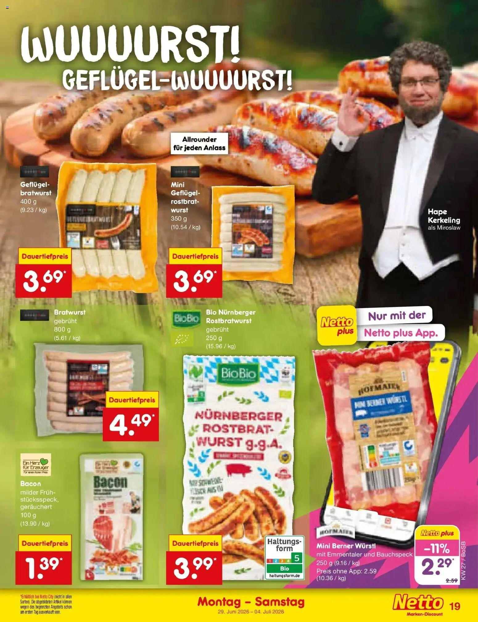Netto Marken-Discount Prospekt Stadtlohn – gültig ab 29.06.2026 | Seite: 27 | Produkte: Würstl, Bratwurst, Wurst