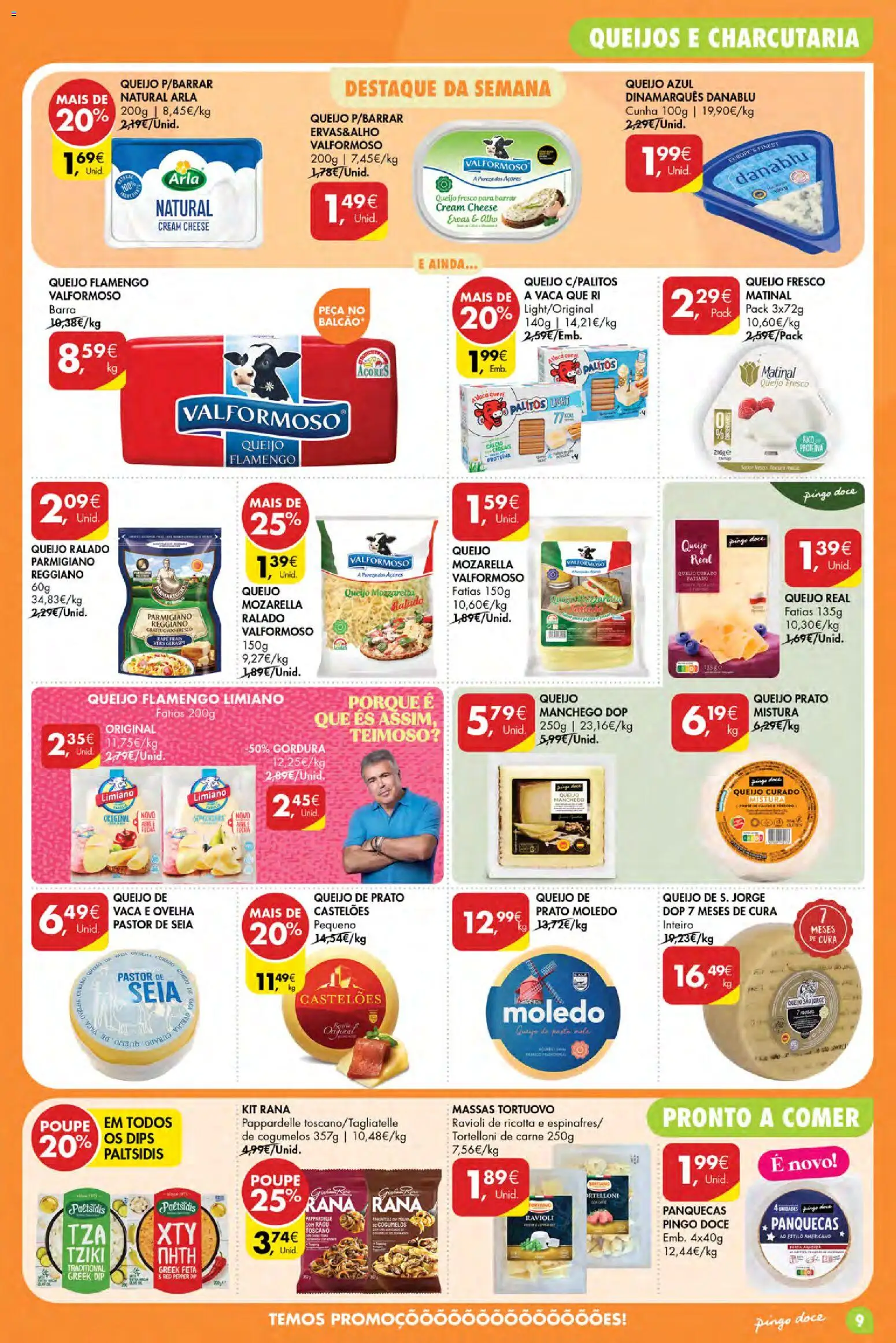 Pingo Doce folheto Poupe Esta Semana Açores │ válido de 08/10/2026 | Página: 9 | Produtos: Cream cheese, Panquecas, Queijo, Cereais