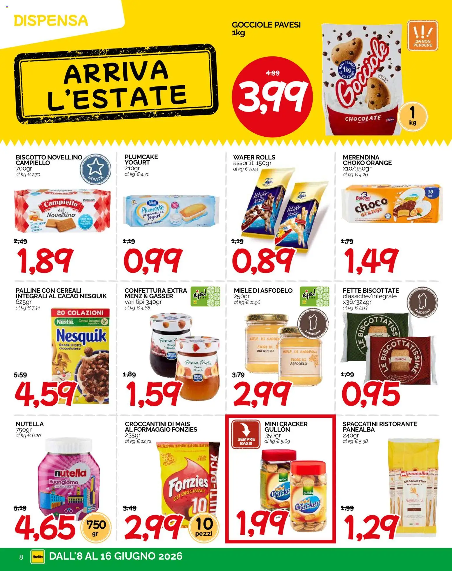 Volantino HarDis del 08.06.2026 | Pagina: 8 | Prodotti: Yogurt, Cereali, Pesca, Miele
