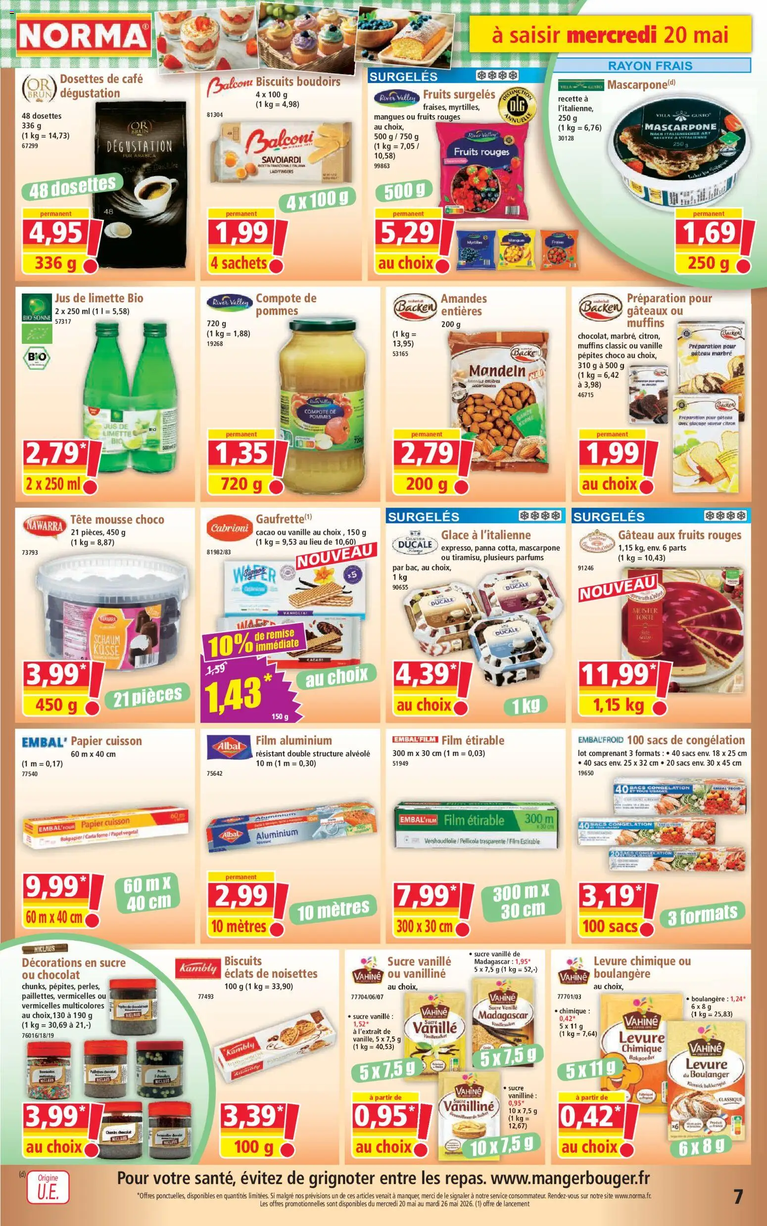 {H1} | Page: 7 | Produits: Muffins, Levure, Chocolat, Pommes