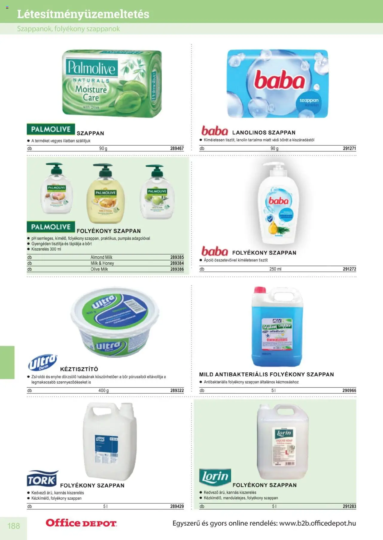 Office Depot akciós ujság - amely érvényes a következő dátumtól: 2025.04.10. | Oldal: 188 | Termékek: Palmolive, Bor, Szappan, Baba