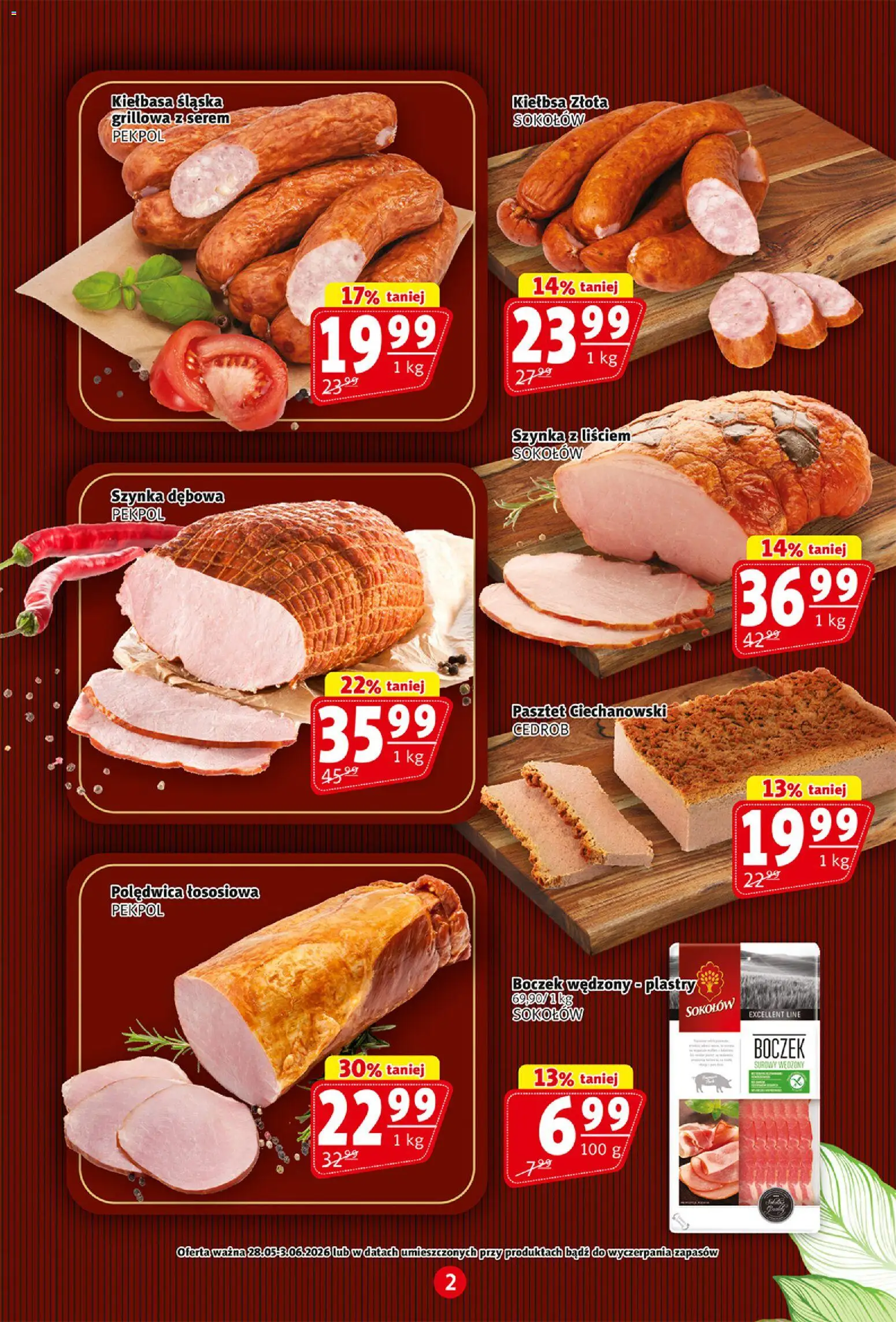 Prim Market gazetka od 28.05.2026 | Strona: 2 | Produkty: Kiełbasa, Boczek wędzony, Kiełbasa śląska, Boczek