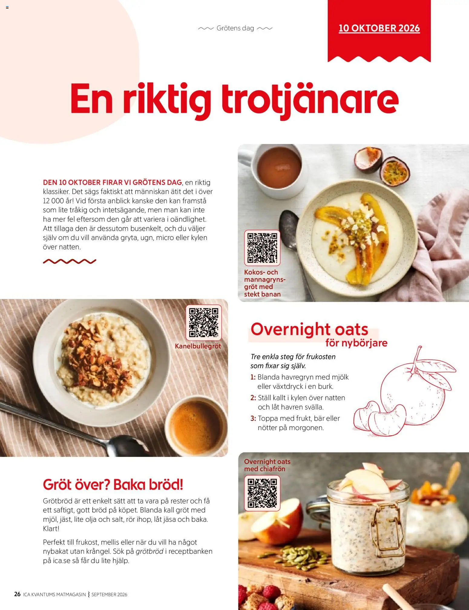 ICA Kvantum reklamblad aktuell från 01/09/2026 | Sida: 26 | Produkter: Kokos, Havregryn, Bröd, Rör