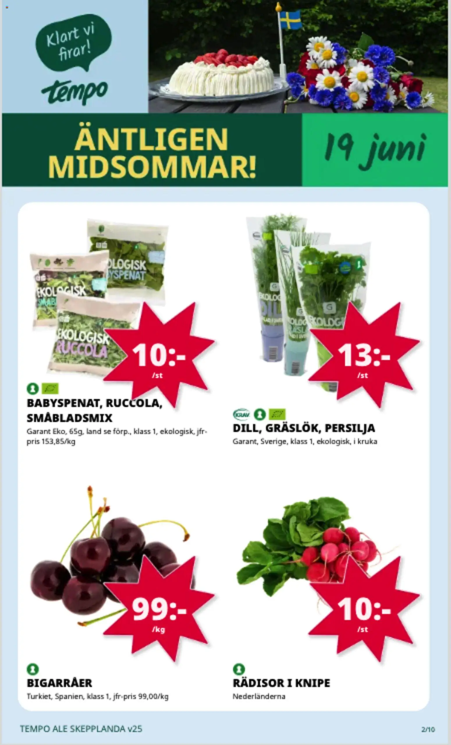 Tempo reklamblad aktuell från 15.06.2026 | Sida: 2 | Produkter: Kruka, Persilja, Ruccola