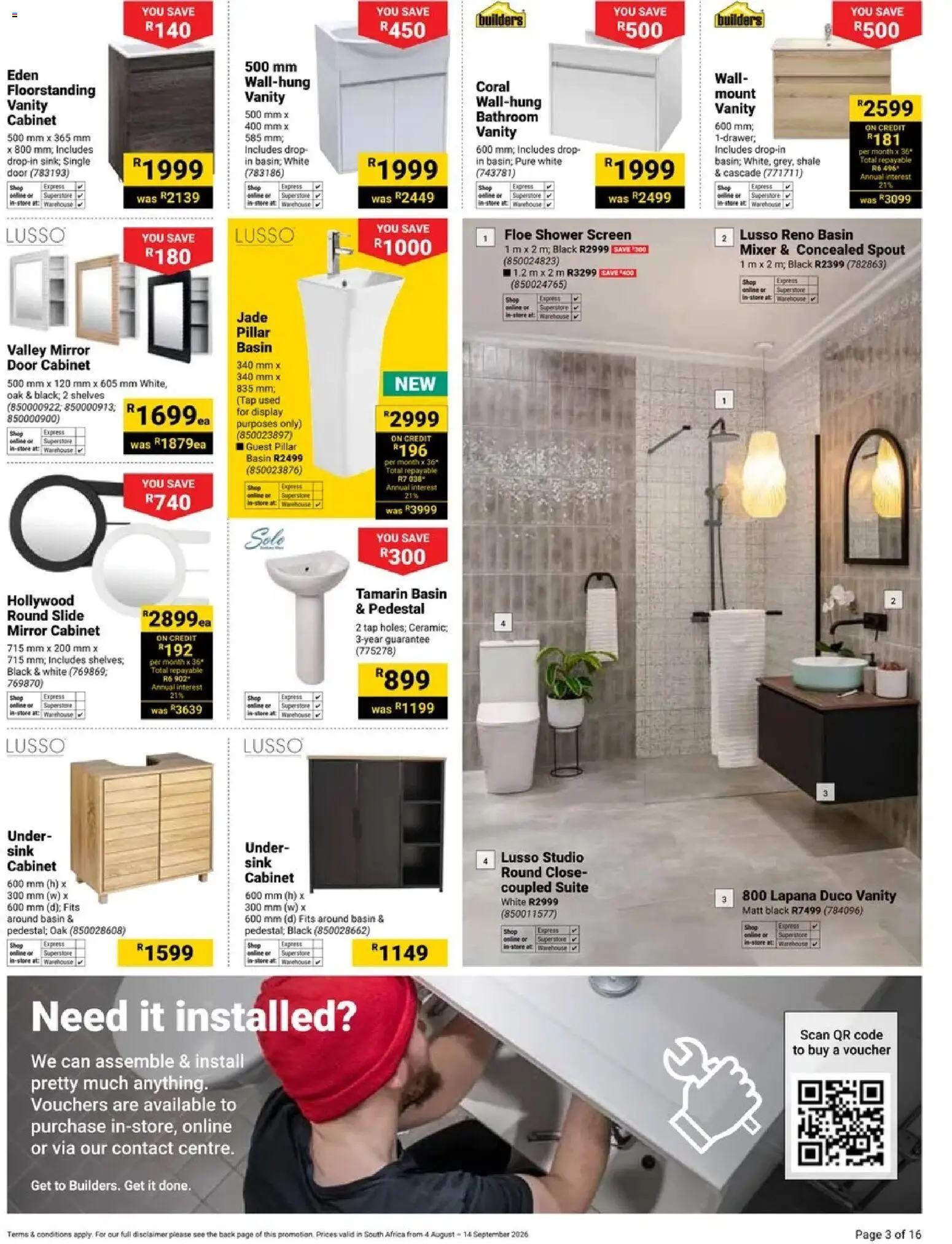 New Builders catalogue – valid from 04/08/2026 | Page: 3 | Products: Pedestal, Mixer, Mirror, Tap