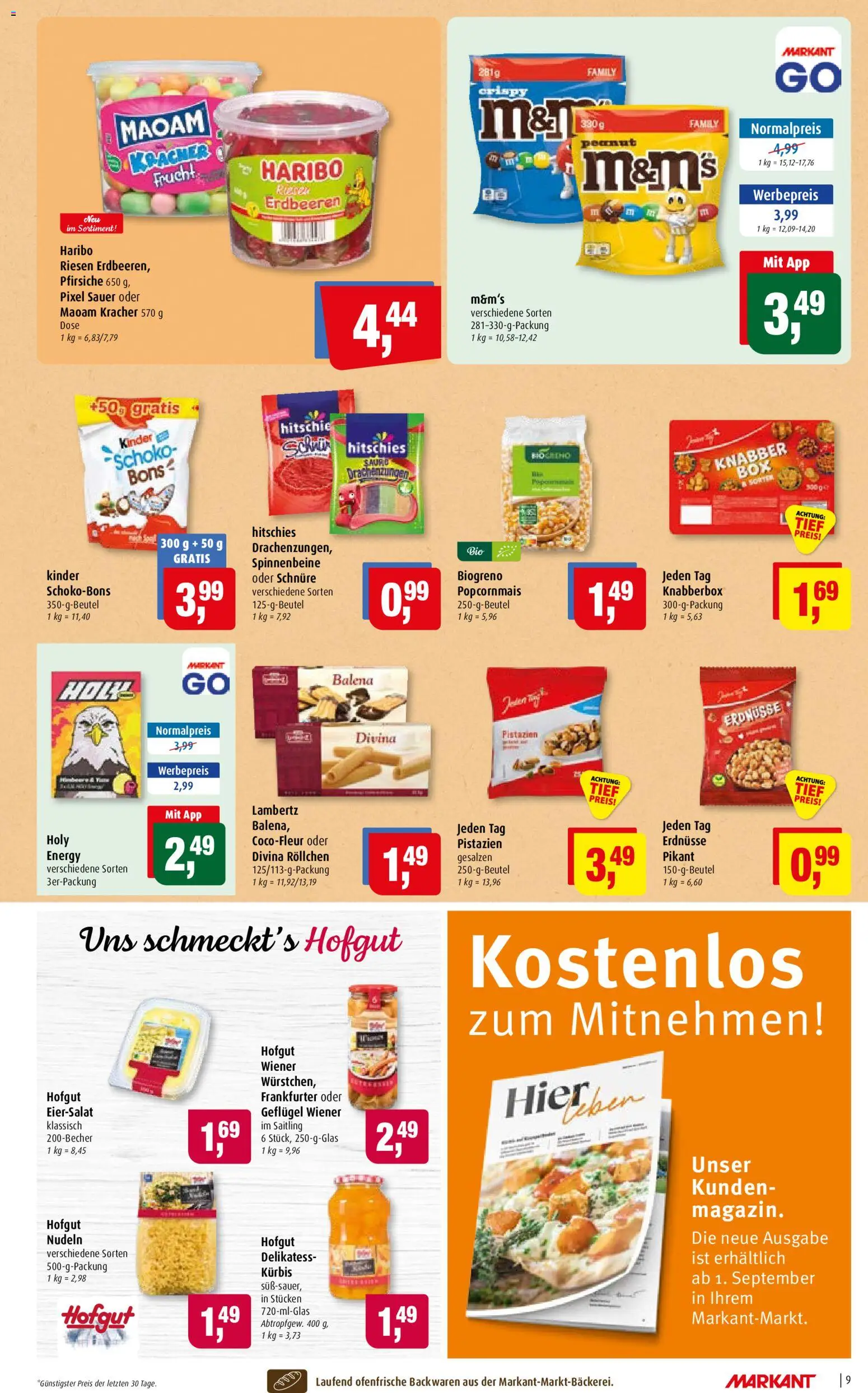 Markant Prospekt – gültig ab 31.08.2026 | Seite: 9 | Produkte: Erdnüsse, Ofenfrische, Kürbis, Erdbeeren