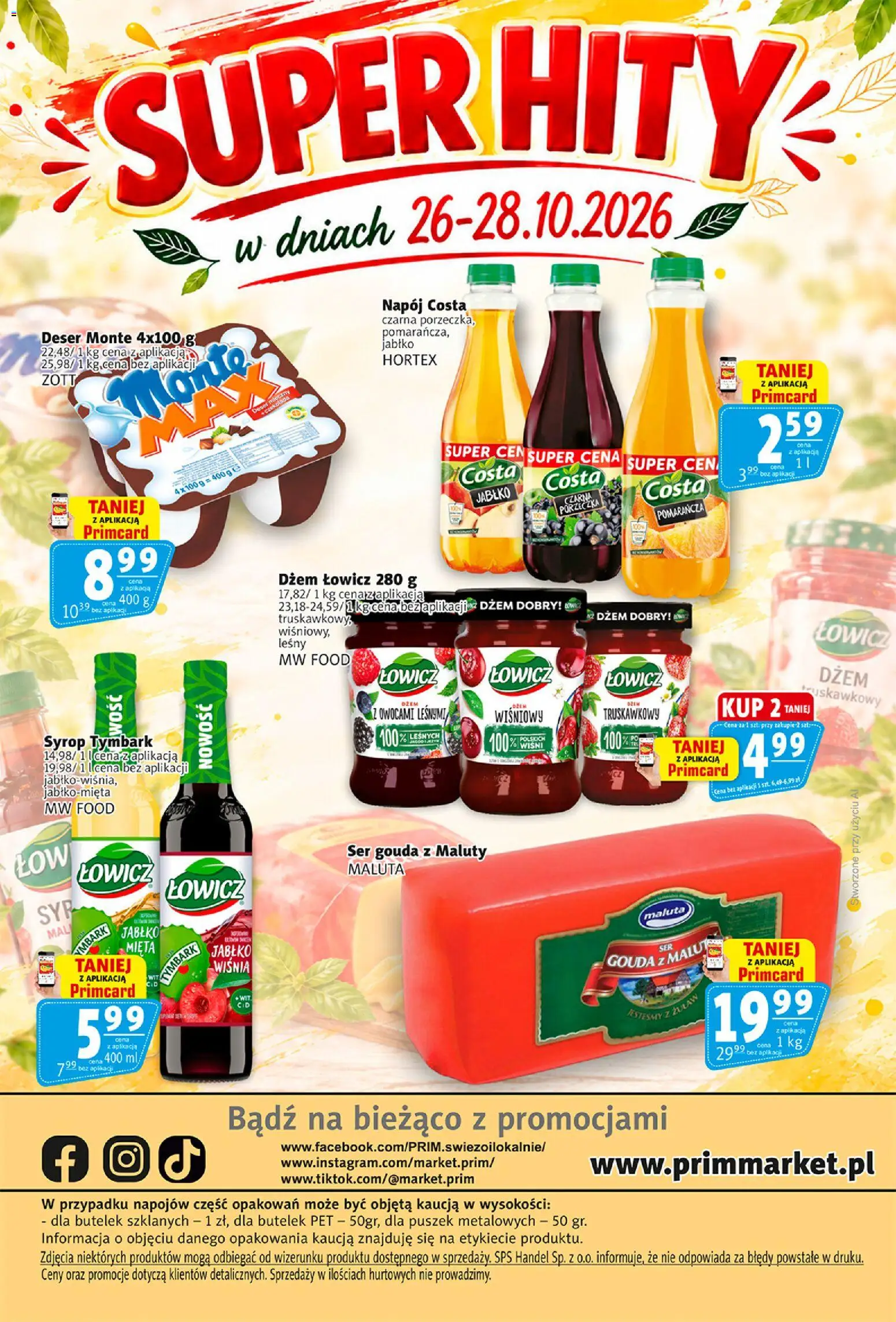 Prim Market gazetka od 22.10.2026 | Strona: 16 | Produkty: Tymbark, Dżem, Ser, Ser gouda