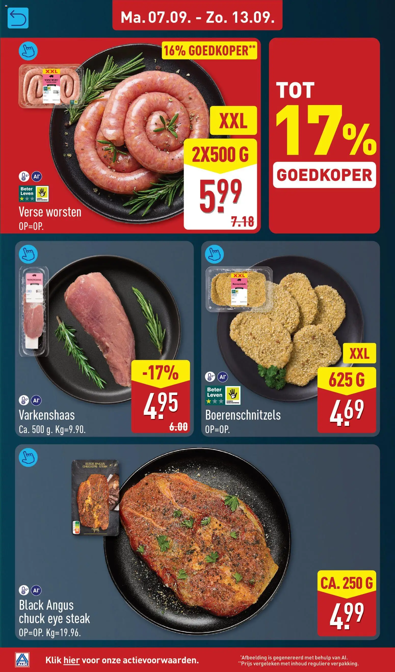 {H1} | Pagina: 8 | Producten: Steak, Worst, Schnitzels, Varkenshaas