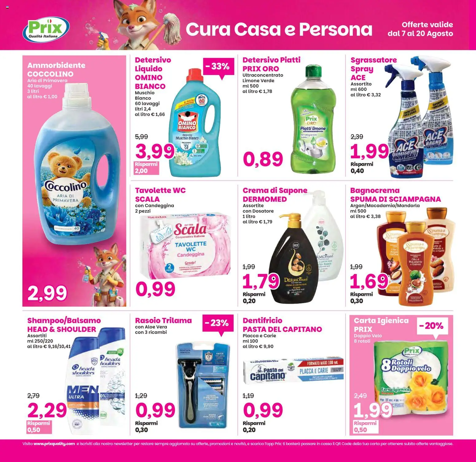 Volantino Prix del 07/08/2026 | Pagina: 18 | Prodotti: Sapone, Limone, Pasta, Bagno