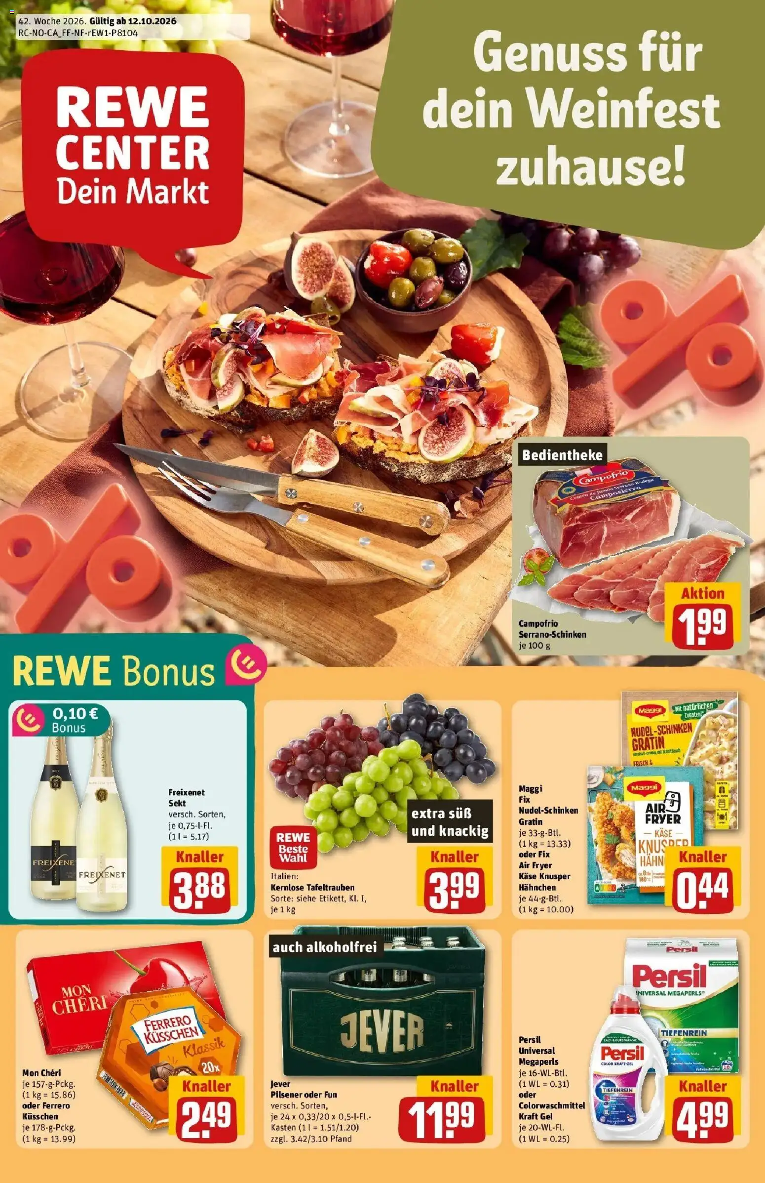 REWE Prospekt ab 12.10.2026 zum Blättern » Angebote | Seite: 1 | Produkte: Maggi, Sekt, Jever, Persil