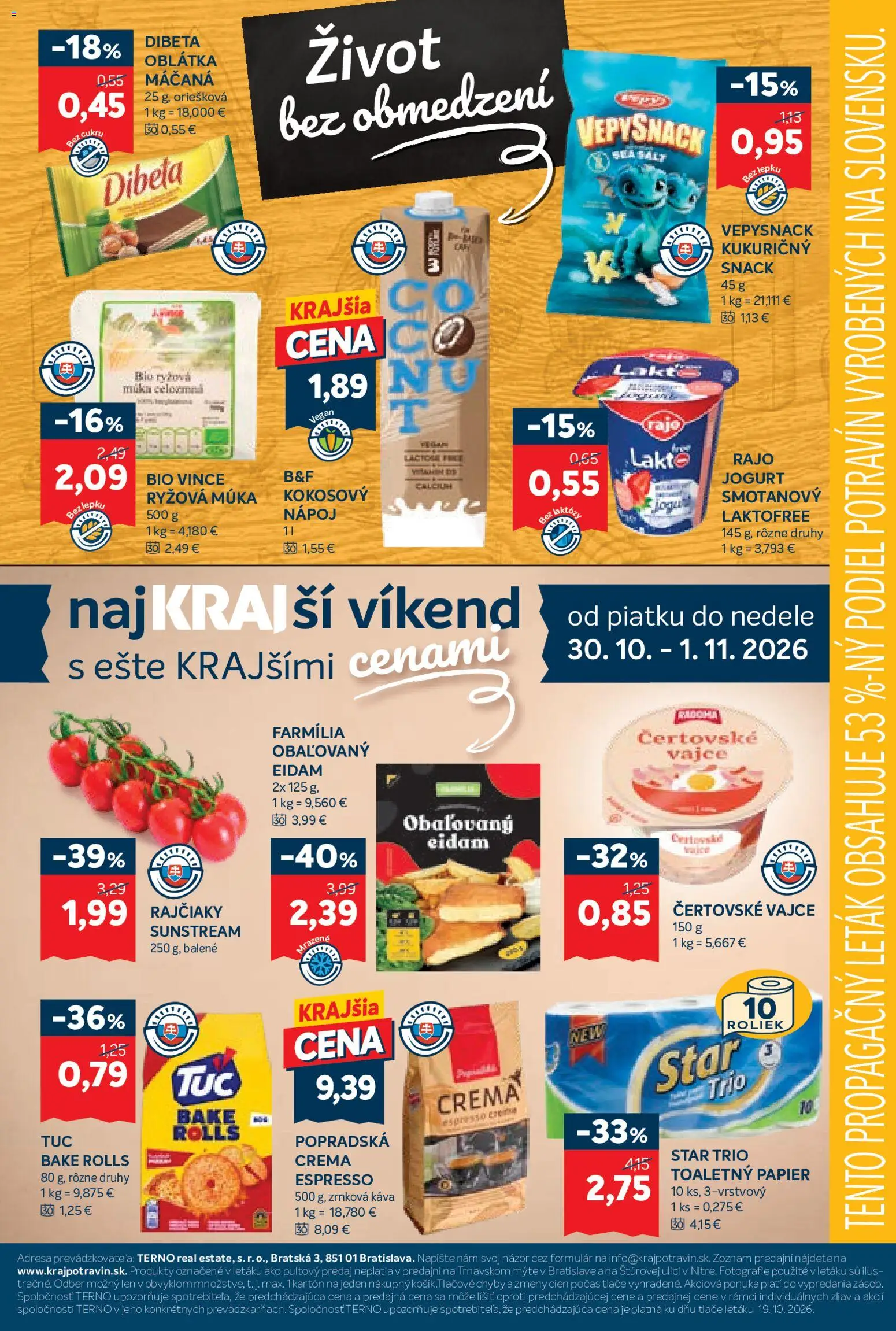 Nové Kraj akcie – leták je platný od 29.10.2026 | Strana: 17 | Produkty: Jogurt, Káva, Ryžová múka, Toaletný papier
