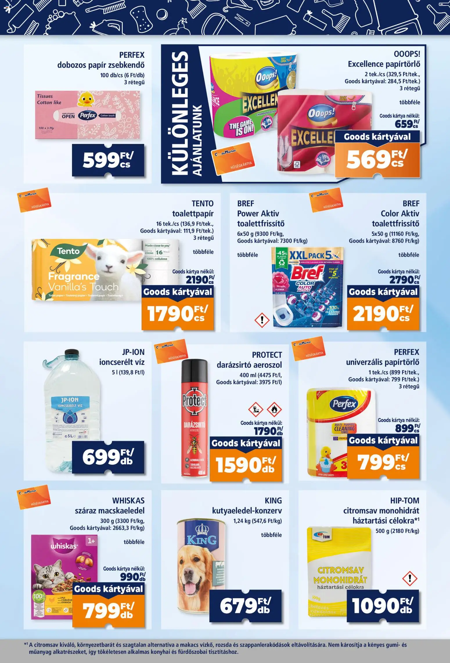 Goods Market akciós ujság - amely érvényes a következő dátumtól: 2026.08.21. | Oldal: 3 | Termékek: Toalettpapír, Zsebkendő, Macskaeledel, Whiskas
