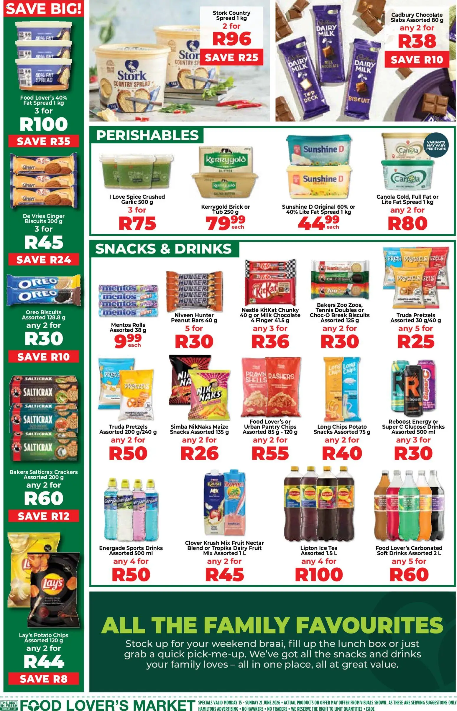 New Food Lover's Market catalogue – valid from 15.06.2026 | Page: 4 | Products: Tea, Chips, Fat spread, Garlic