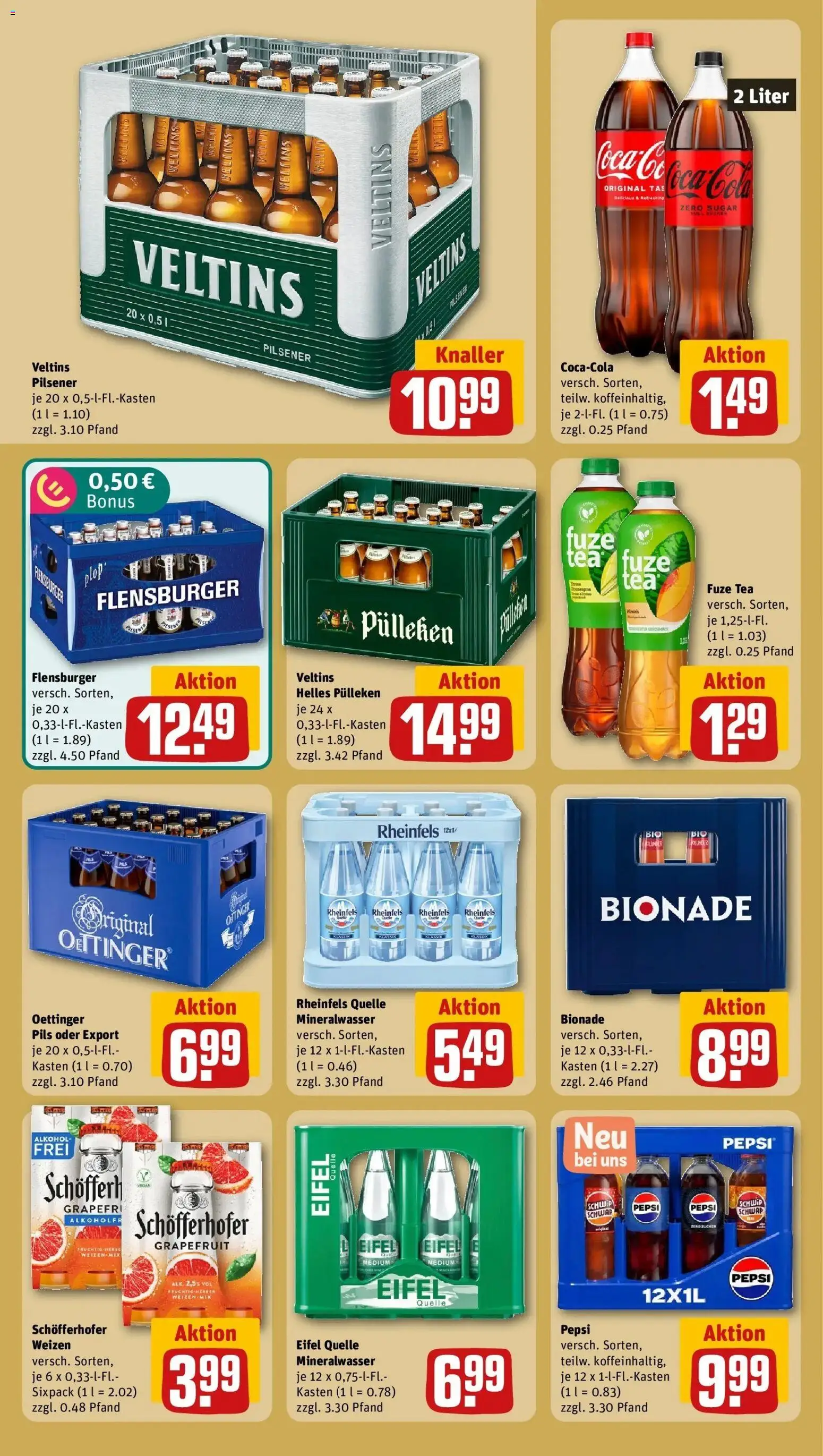 REWE Prospekt ab 10.08.2026 zum Blättern » Angebote | Seite: 16 | Produkte: Helles pulleken, Fuze tea, Coca cola, Pils