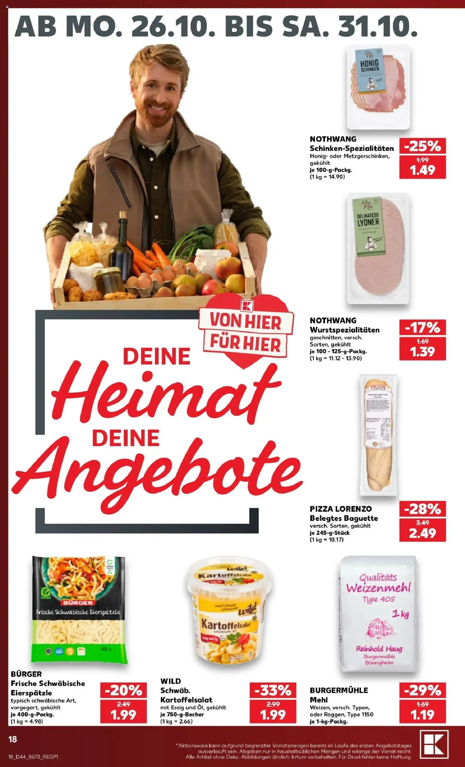 Prospekt Kaufland ab 26.10.2026 » Angebote Online zum Blättern | Seite: 22 | Produkte: Mehl, Burger, Baguette, Weizenmehl