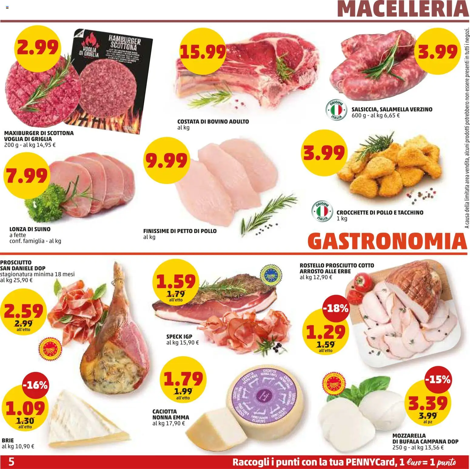 Volantino PENNY del 04.06.2026 | Pagina: 5 | Prodotti: Bovino, Petto di Pollo, Salamella, Prosciutto Cotto