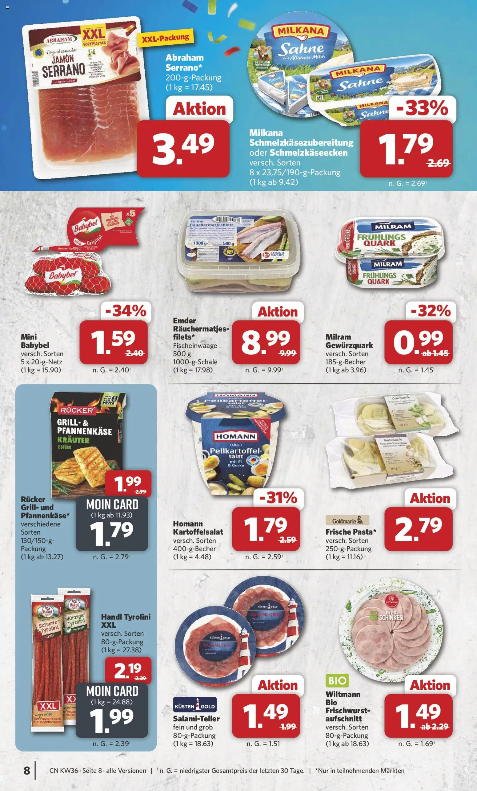 Combi Prospekt – gültig ab 31.08.2026 | Seite: 8 | Produkte: Grill, Quark, Milkana, Salat