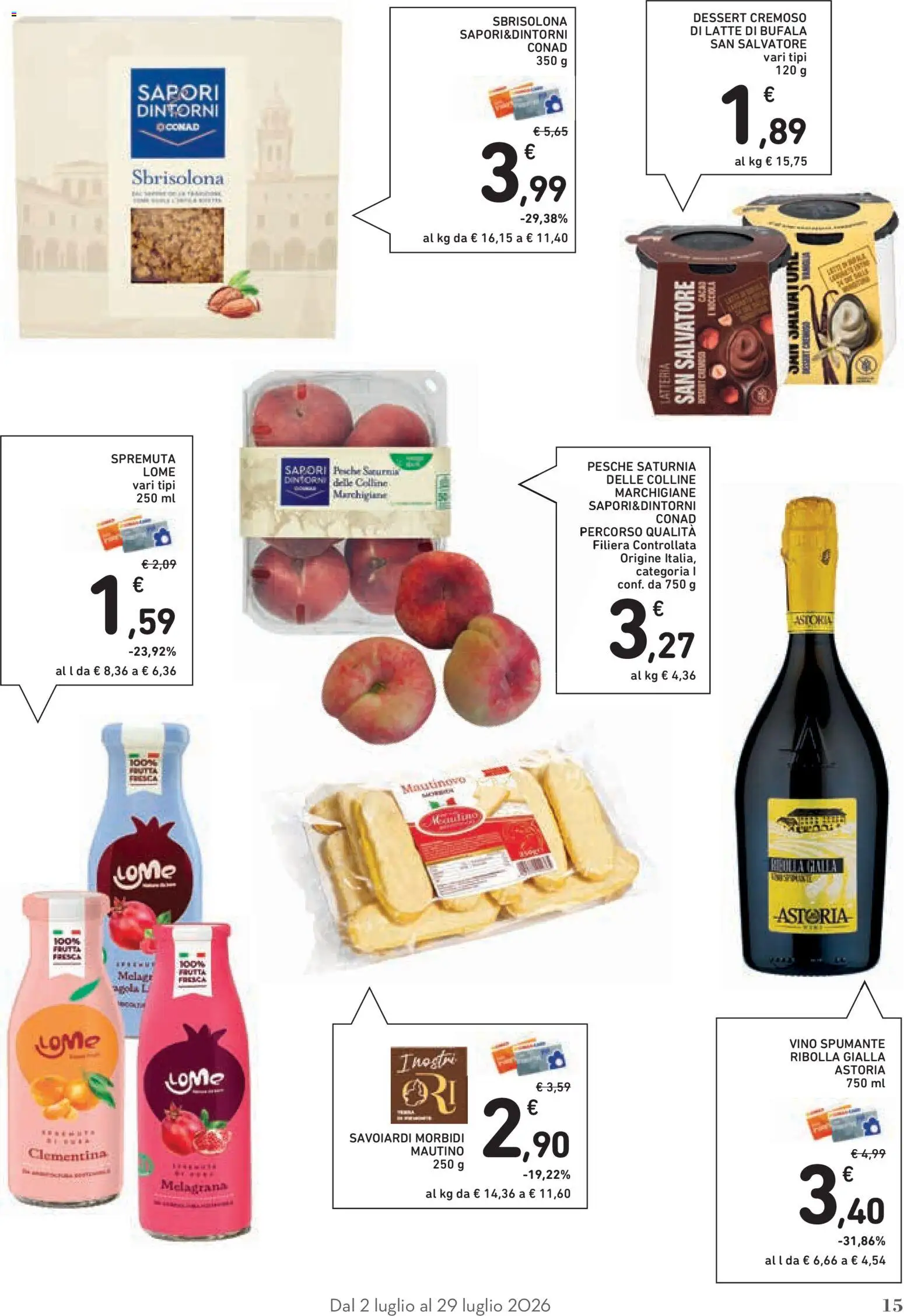 Volantino Conad del 02/07/2026 | Pagina: 15 | Prodotti: Latte, Vino, Spumante, Savoiardi