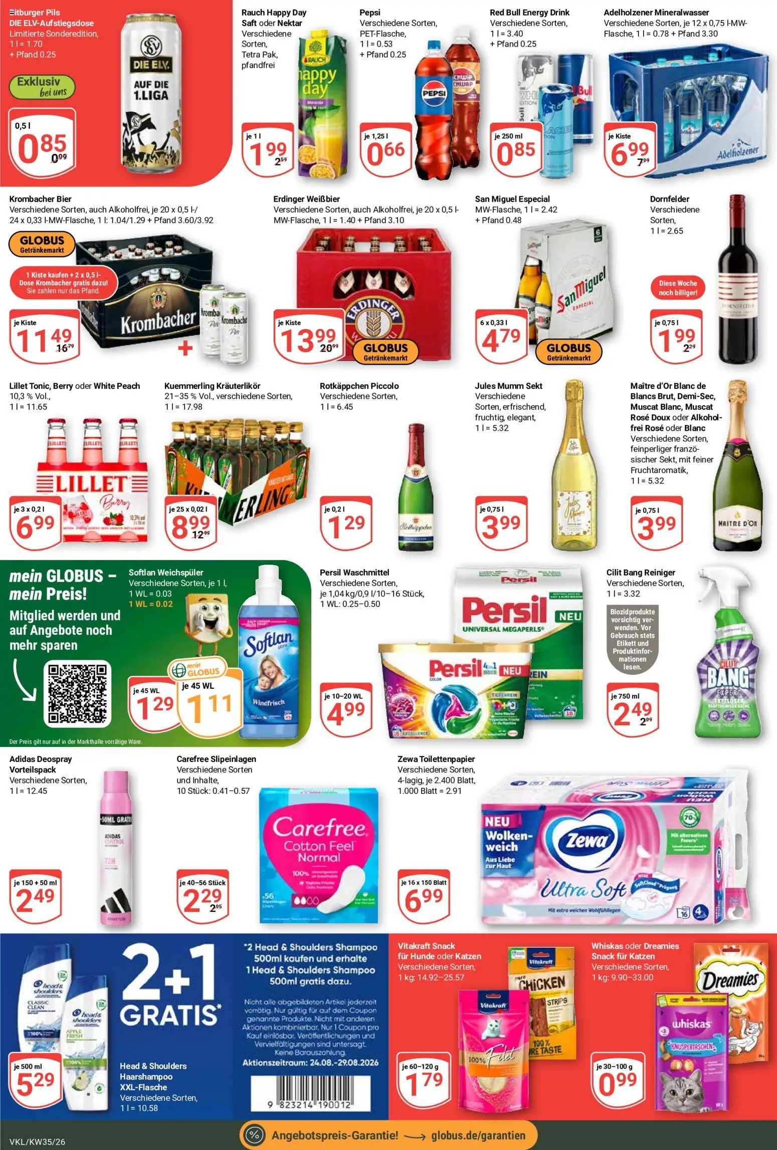 Globus Prospekt Völklingen – gültig ab 24.08.2026 | Seite: 6 | Produkte: Bitburger, Pils, Adelholzener, Whiskas